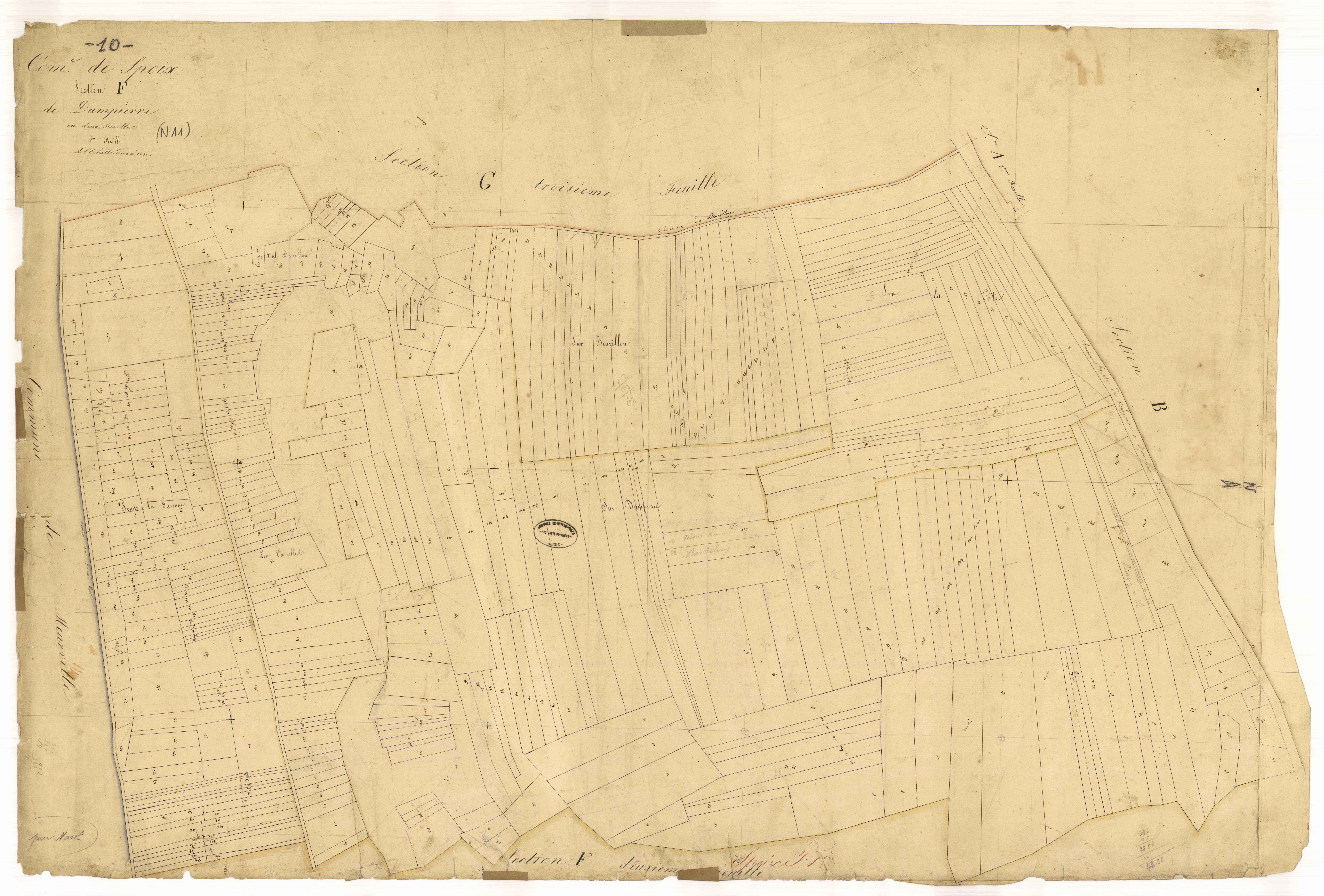 Spoy, section F dite de Dampierre, feuille n° 1