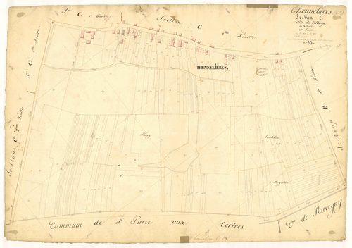 Thennelières, section C dite du Village, feuille n° 3, parcelles n° 300-518