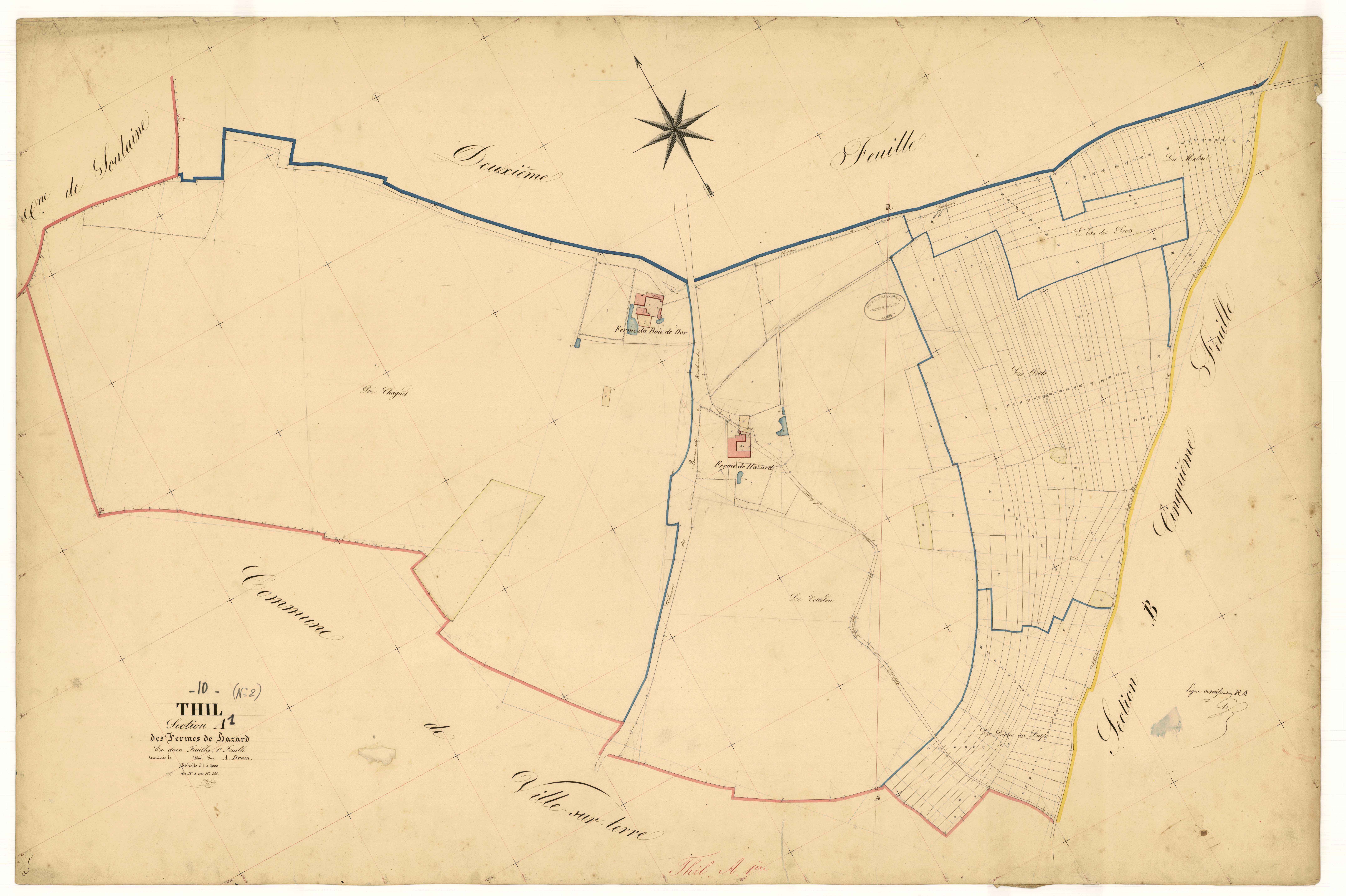 Thil, section A dite des Fermes de Hazard, feuille n° 1, parcelles n° 1-155