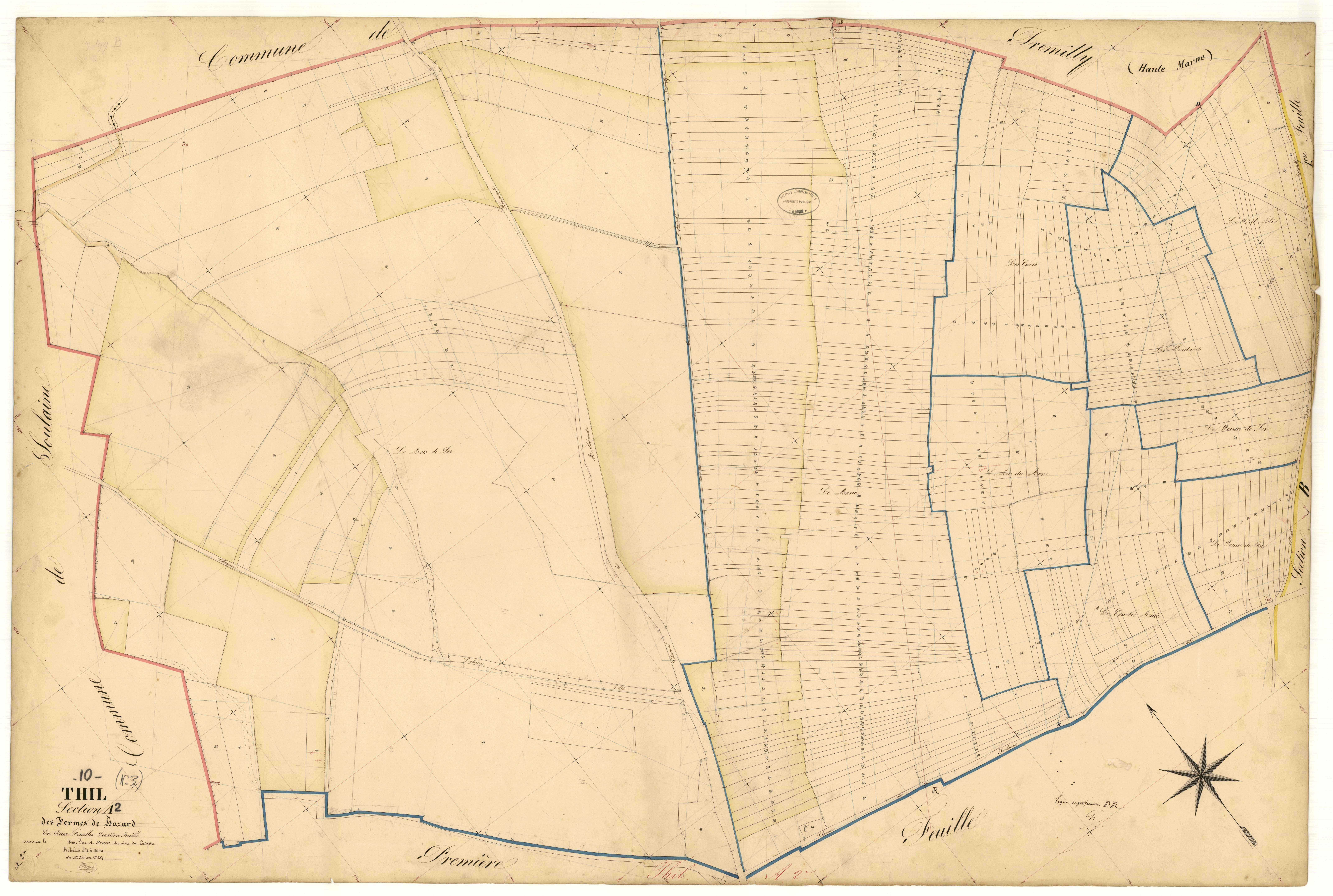 Thil, section A dite des Fermes de Hazard, feuille n° 2, parcelles n° 156-584