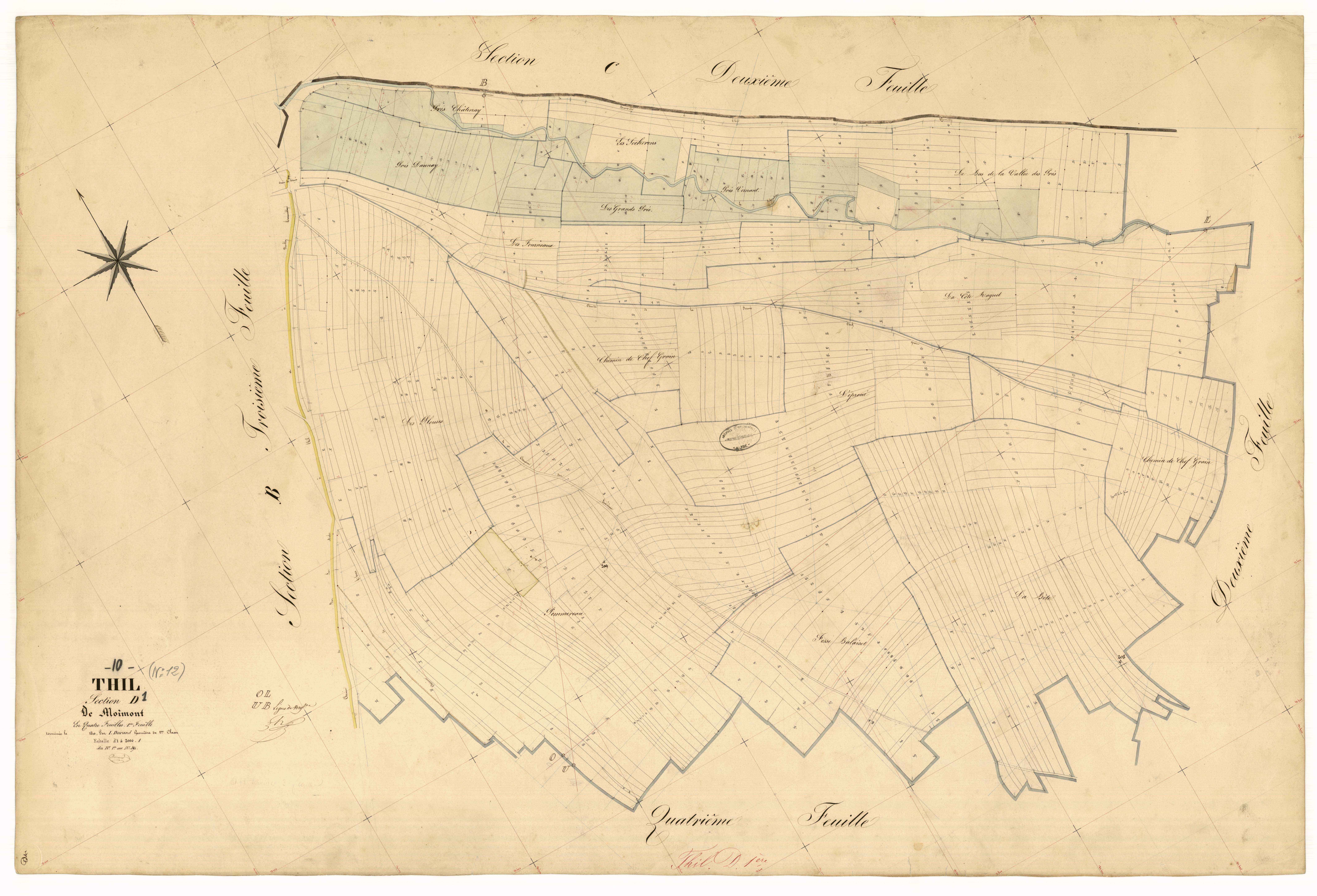 Thil, section D dite de Moimont, feuille n° 1, parcelles n° 1-594