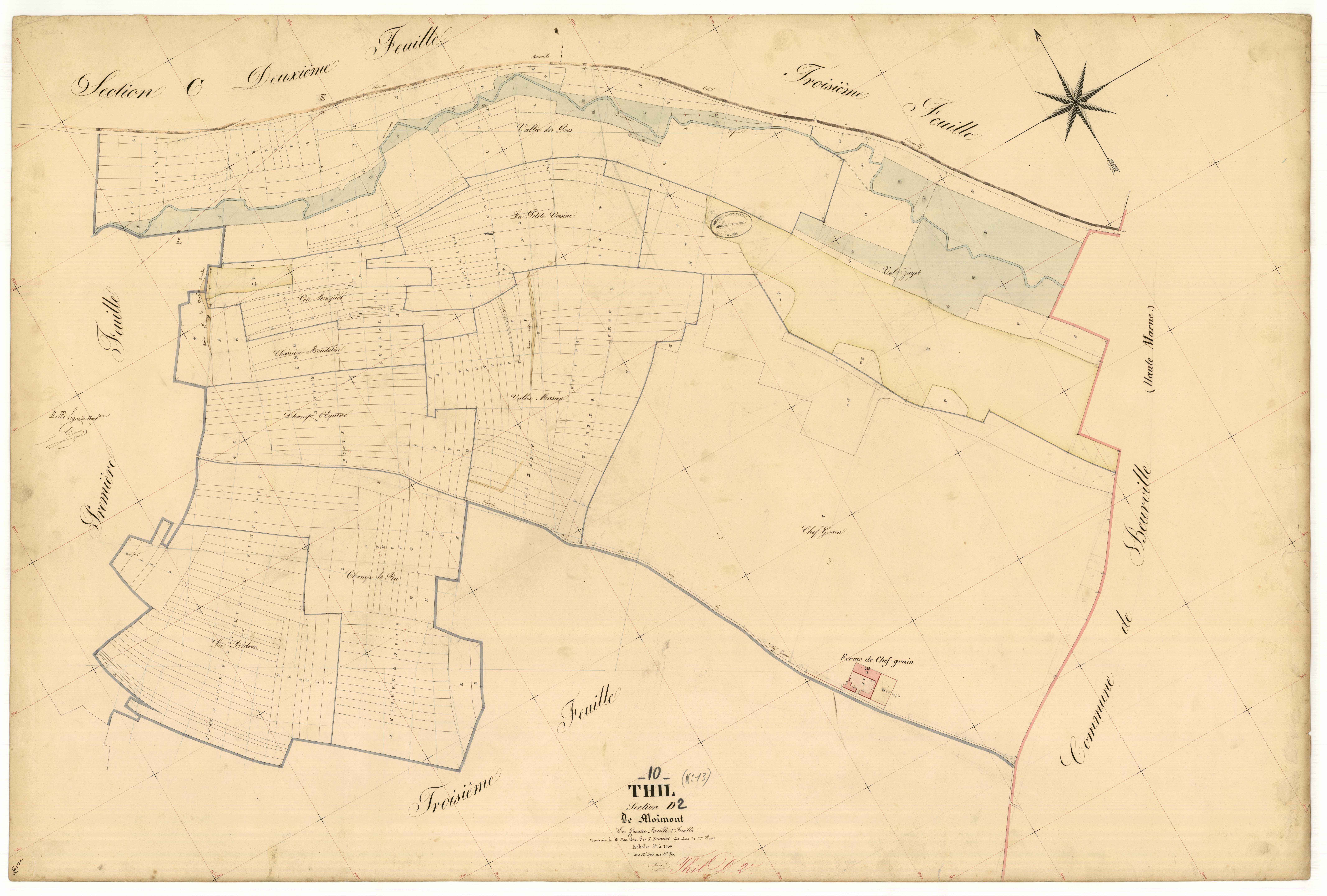 Thil, section D dite de Moimont, feuille n° 2, parcelles n° 595-875