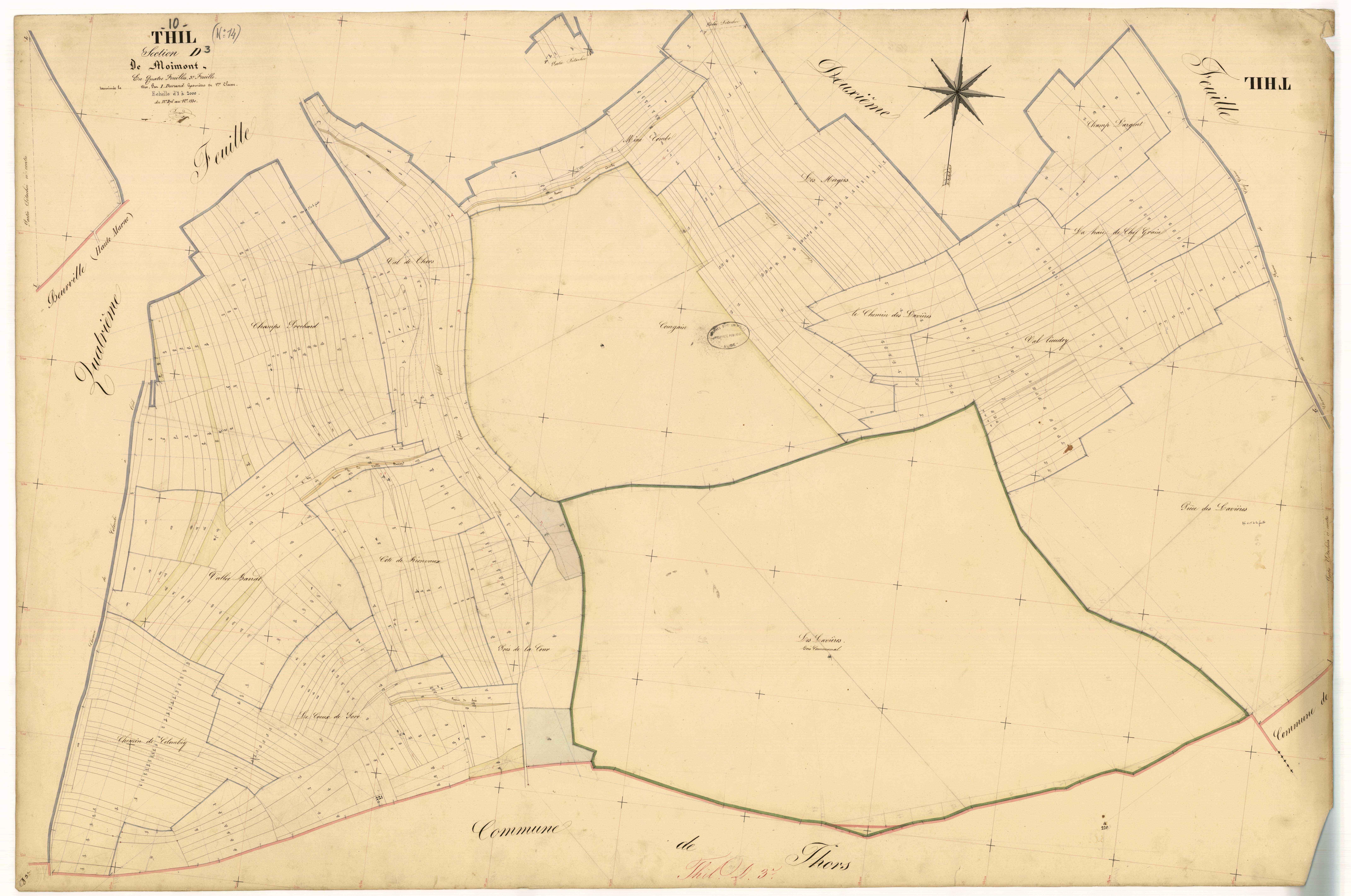 Thil, section D dite de Moimont, feuille n° 3, parcelles n° 876-1330