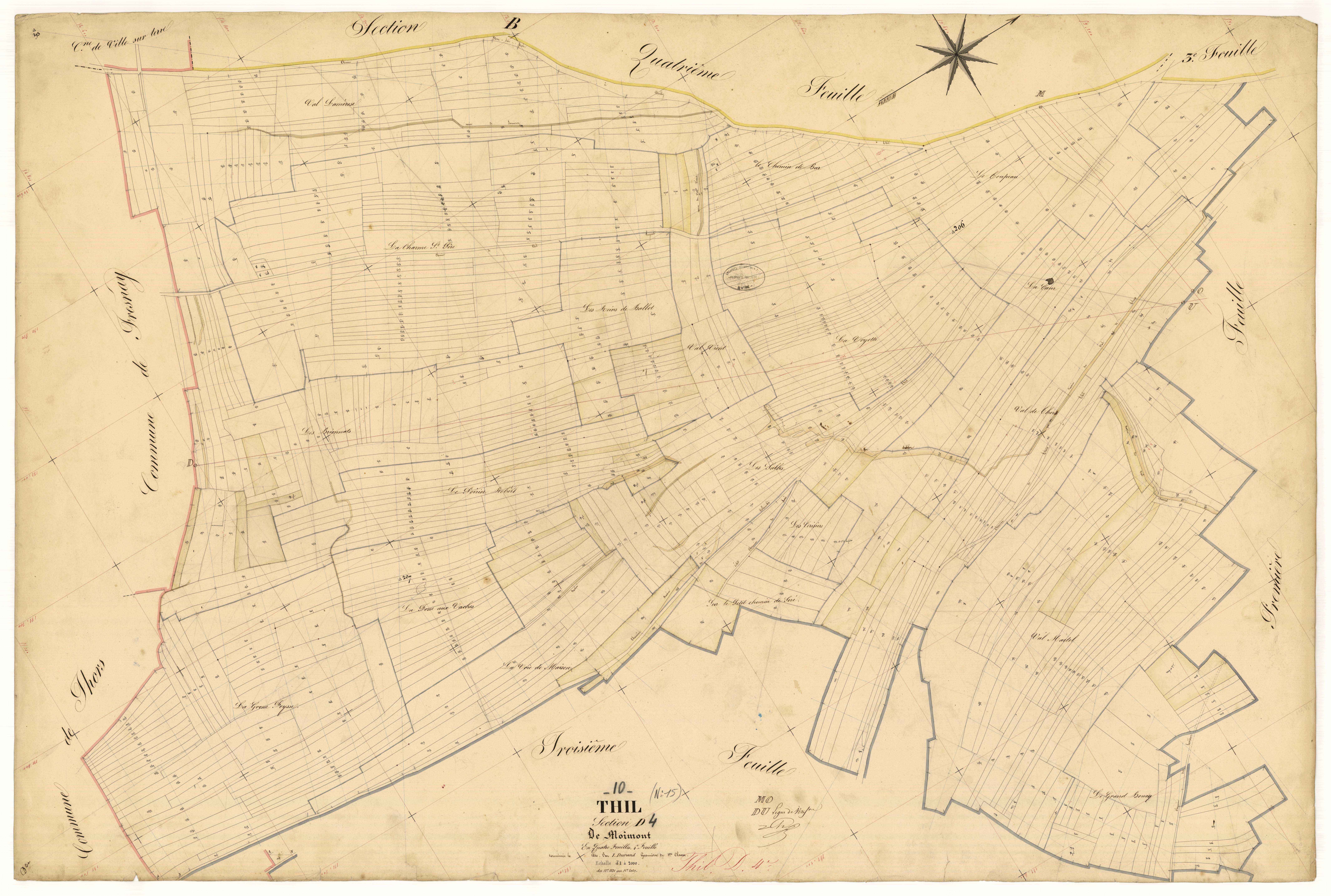 Thil, section D dite de Moimont, feuille n° 4, parcelles n° 1331-2029