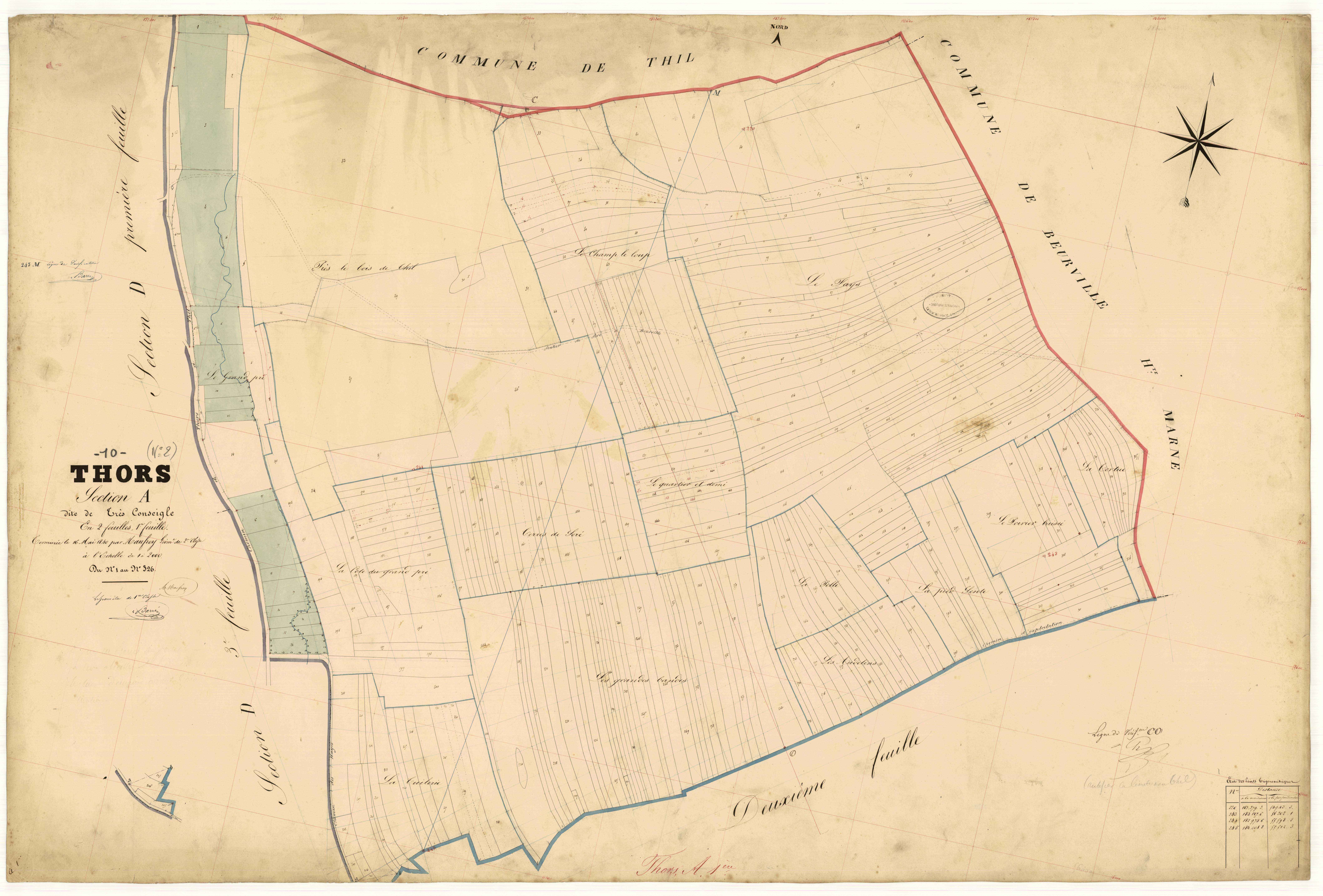 Thors, section A dite de Tres Conseigle, feuille n° 1, parcelles n°1-326