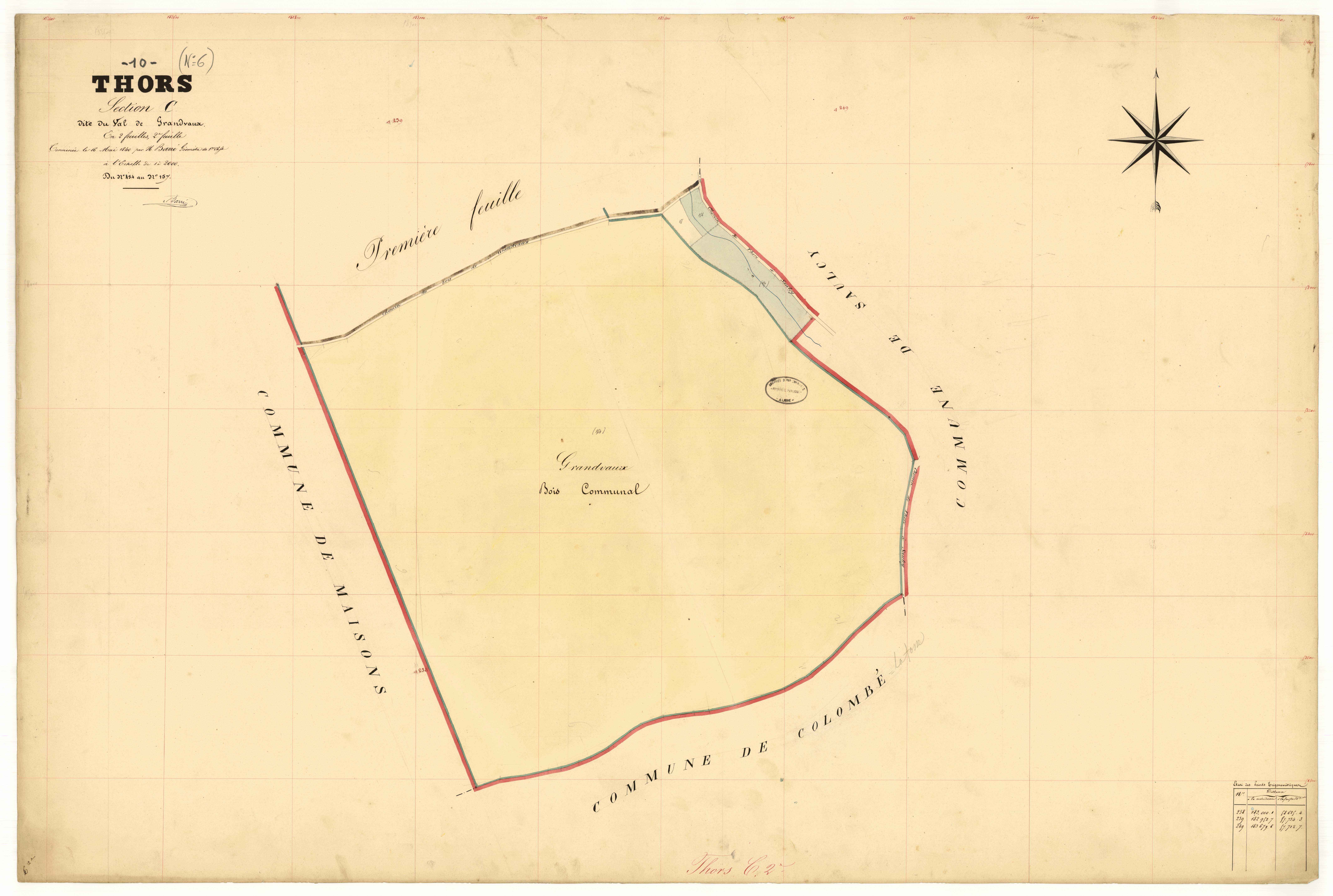 Thors, section C dite de Grand Vau, feuille n° 2, parcelles n°154-157