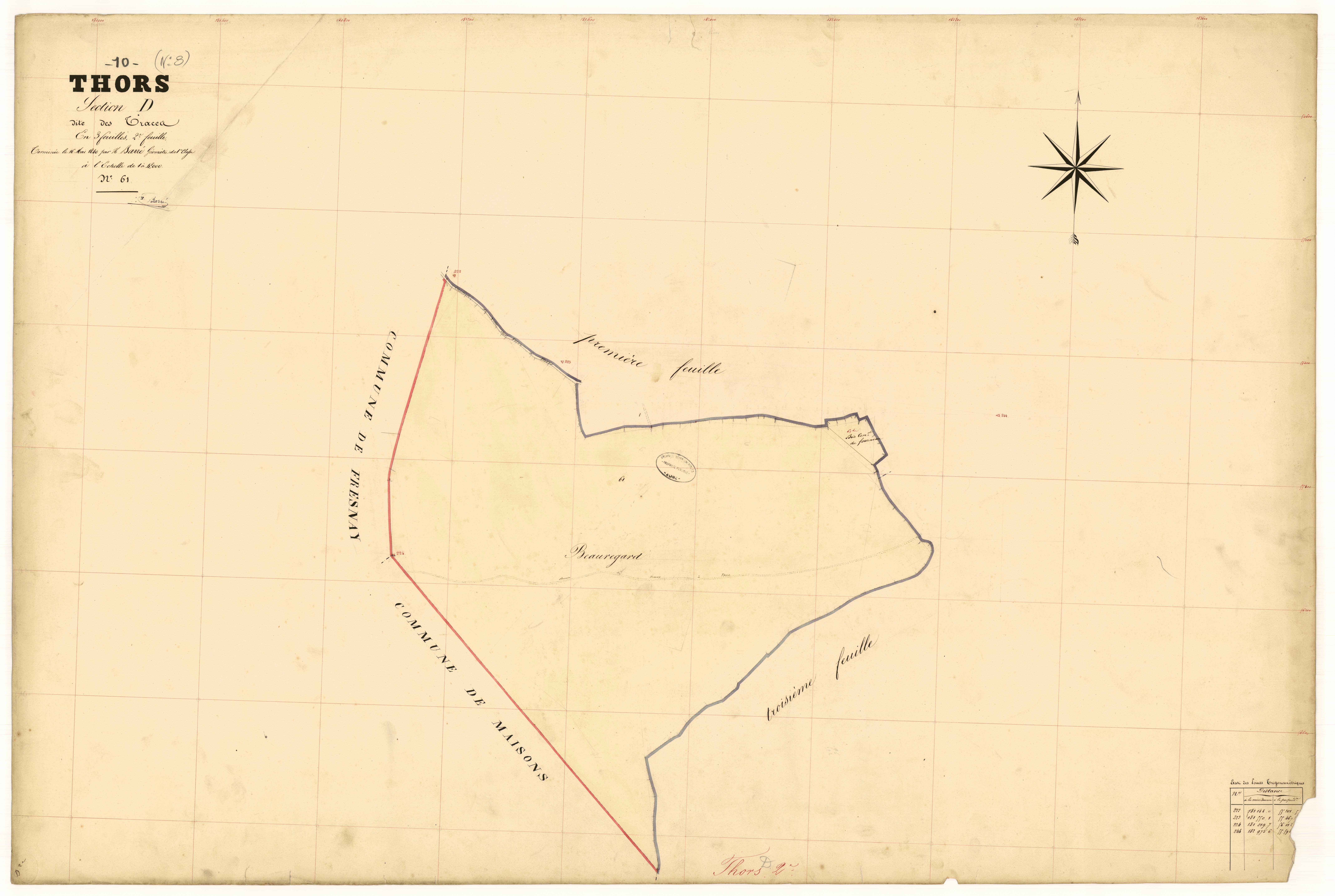 Thors, section D dite des Traces, feuille n° 2, parcelles n°61