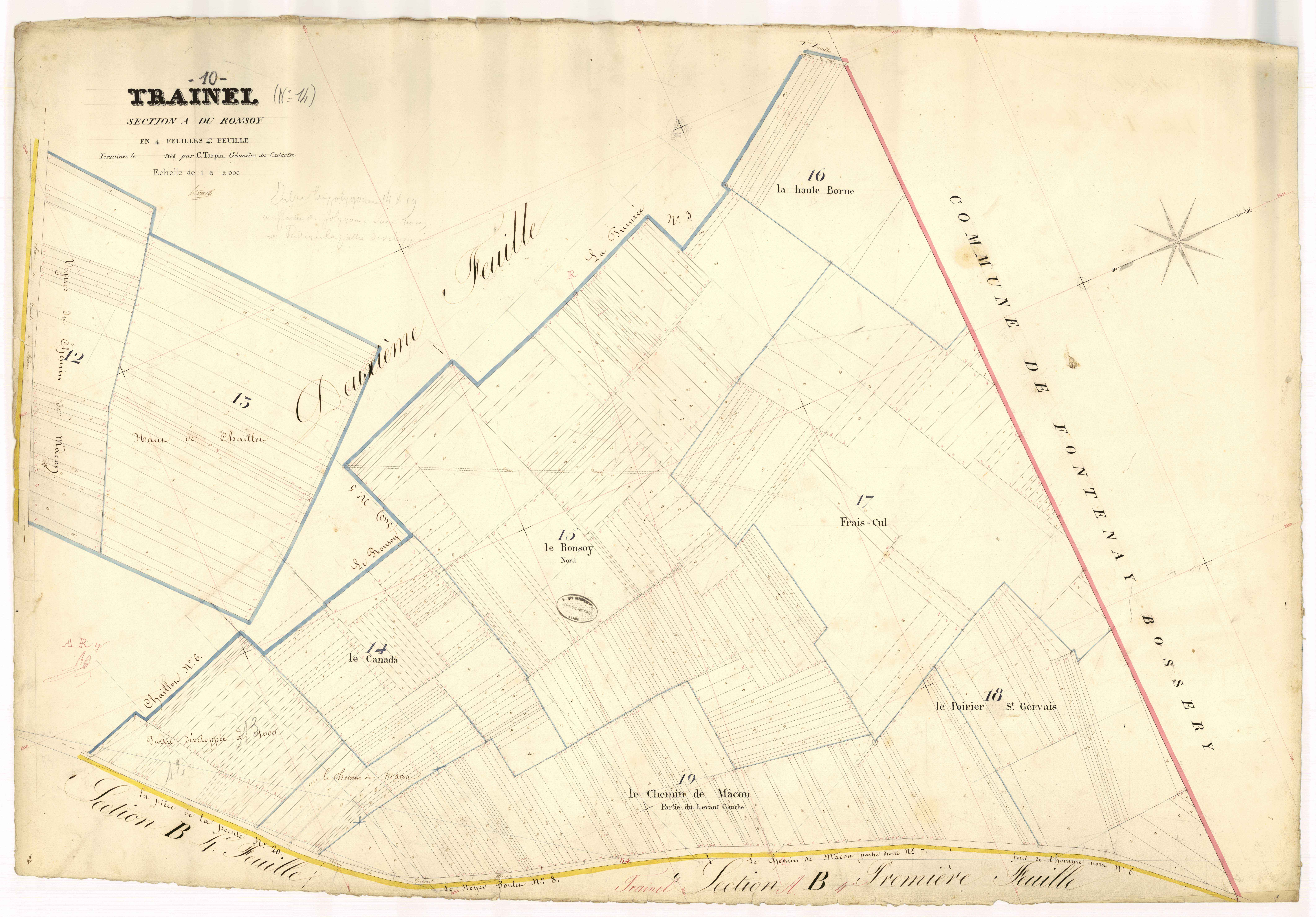 Traînel, section A dite du Ponsoy, feuille n° 4