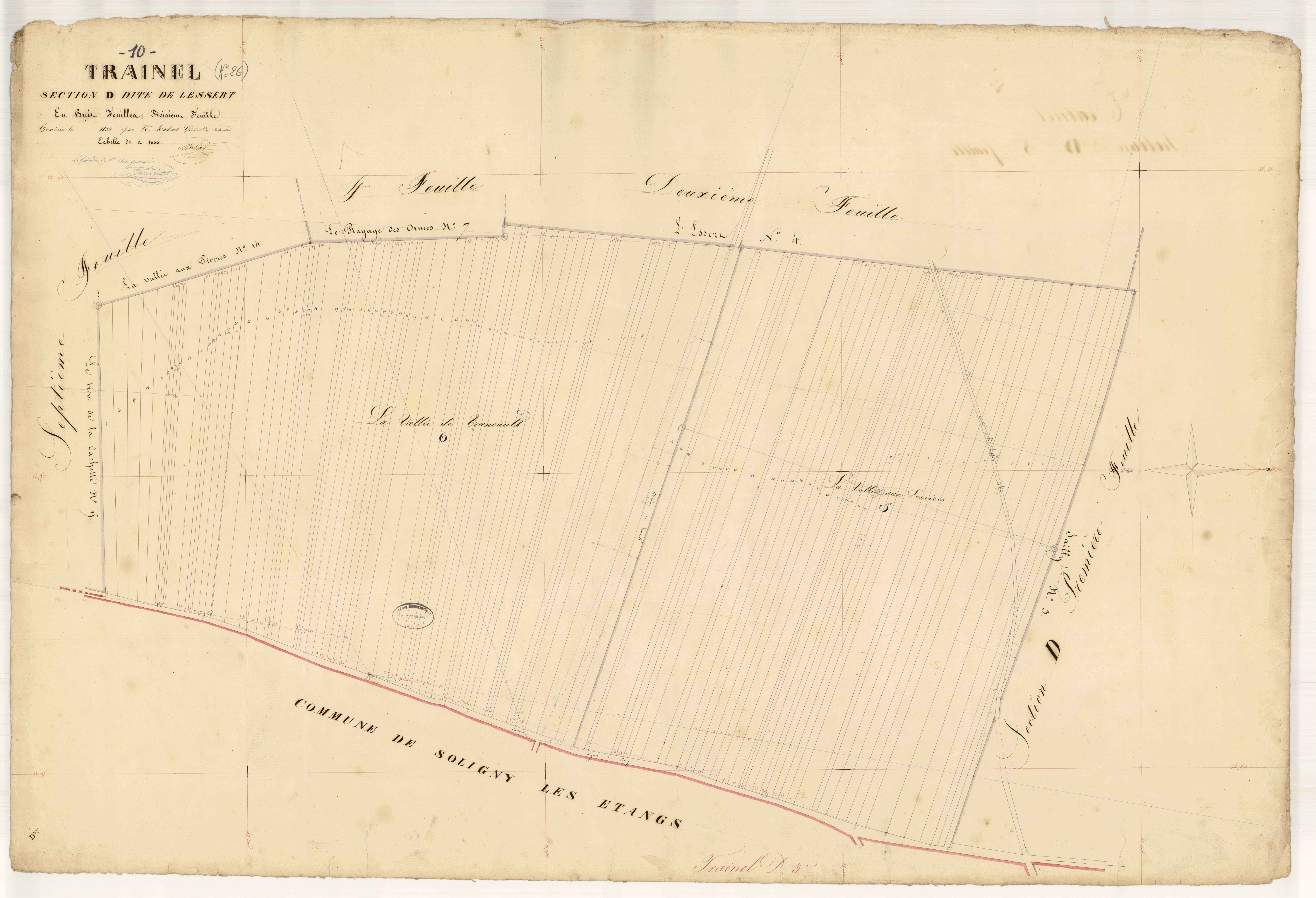 Traînel, section D dite de Lessert, feuille n° 3