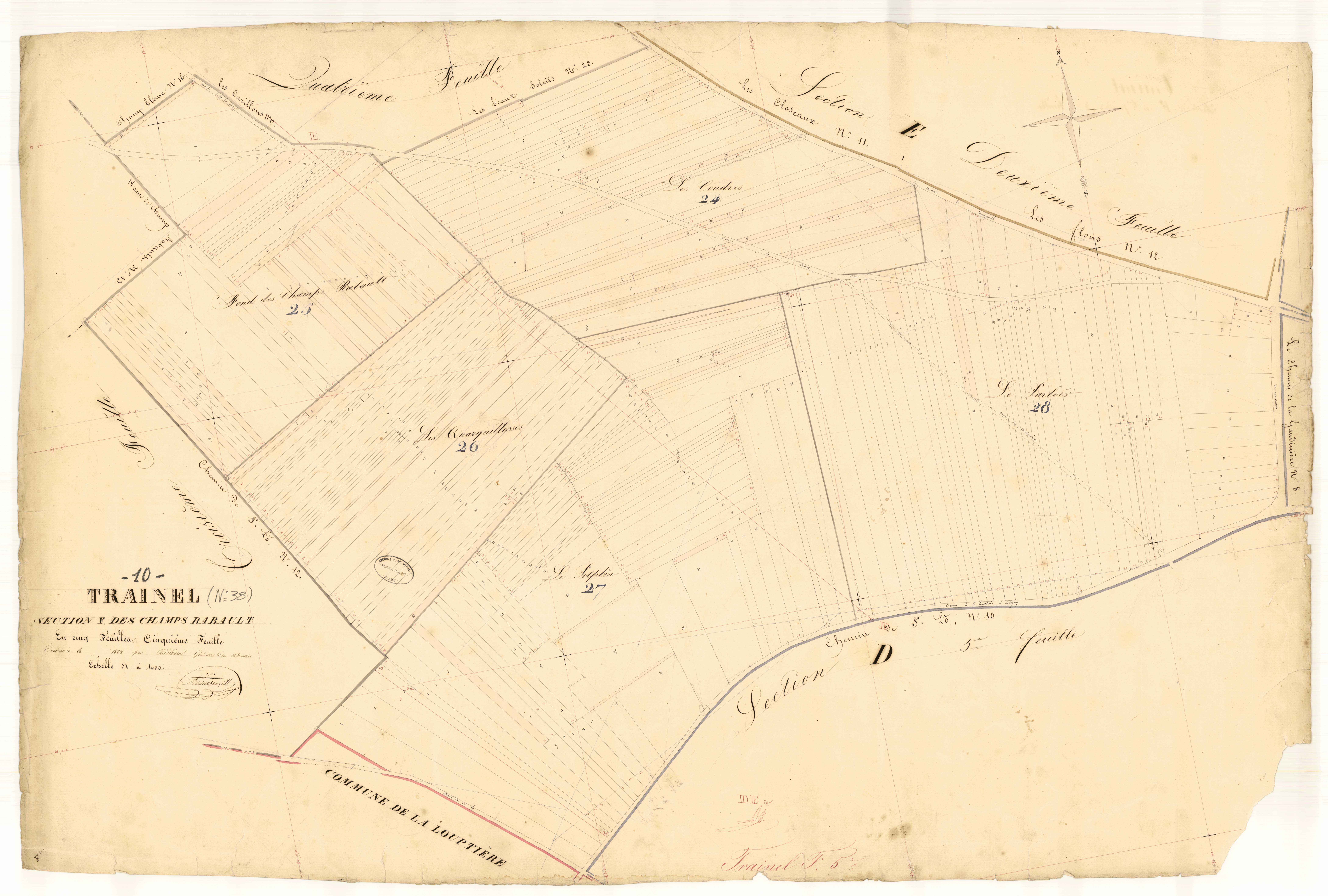 Traînel, section F dite des Champs Rabault, feuille n° 5