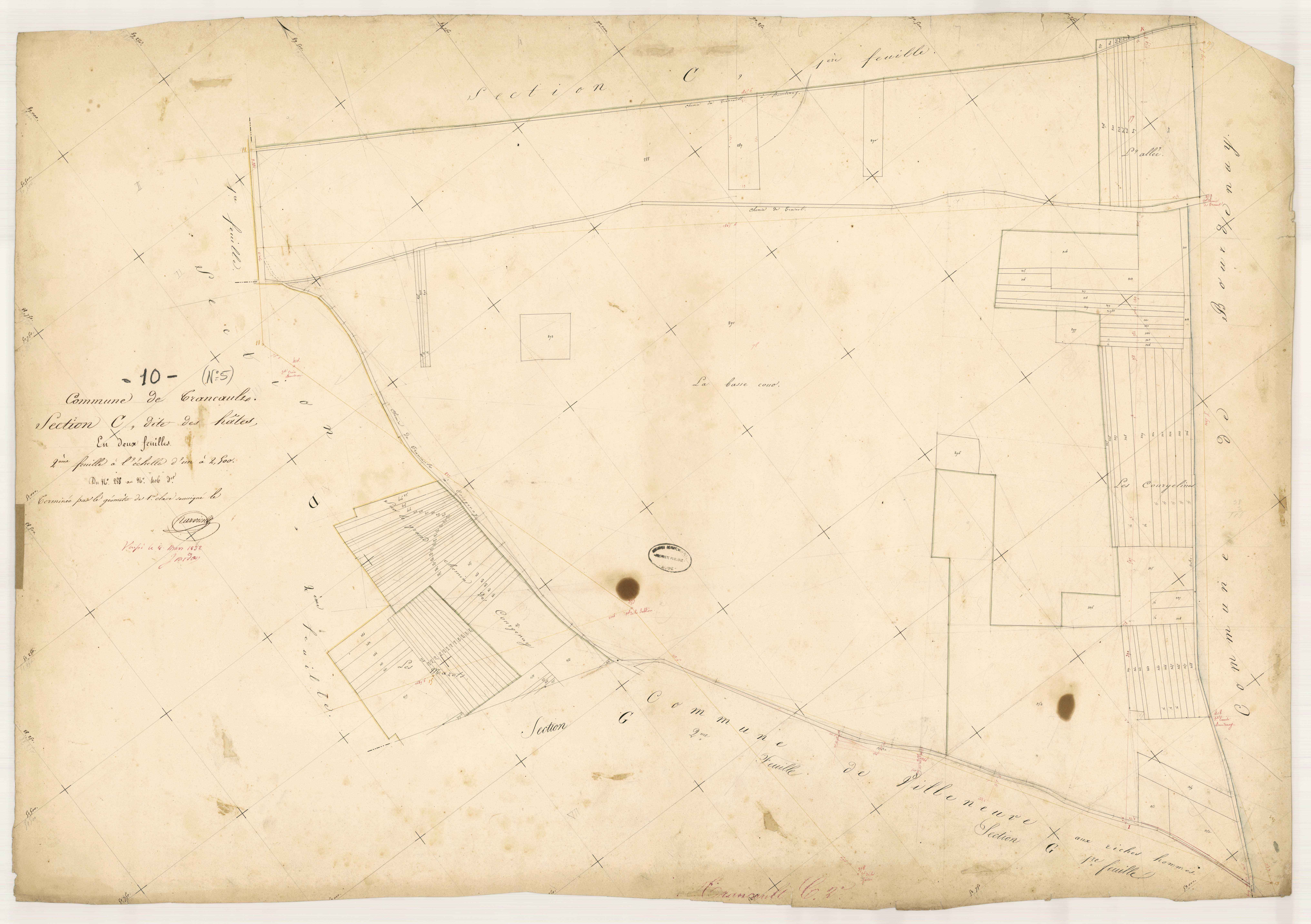 Trancault, section C dite des Hâtes, feuille n° 2, parcelles n° 288-406