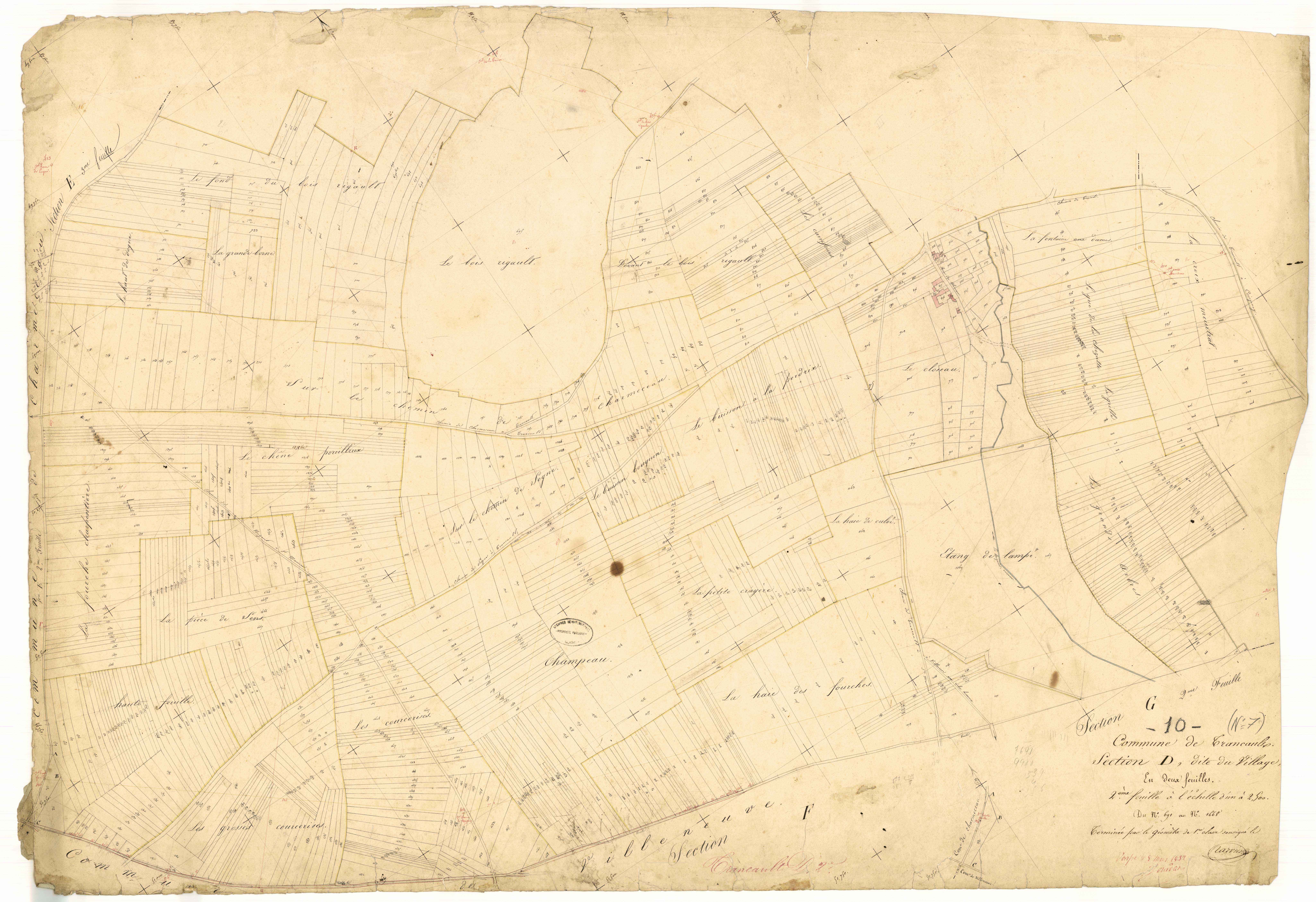 Trancault, section D dite du Village, feuille n° 2, parcelles n° 691-1668