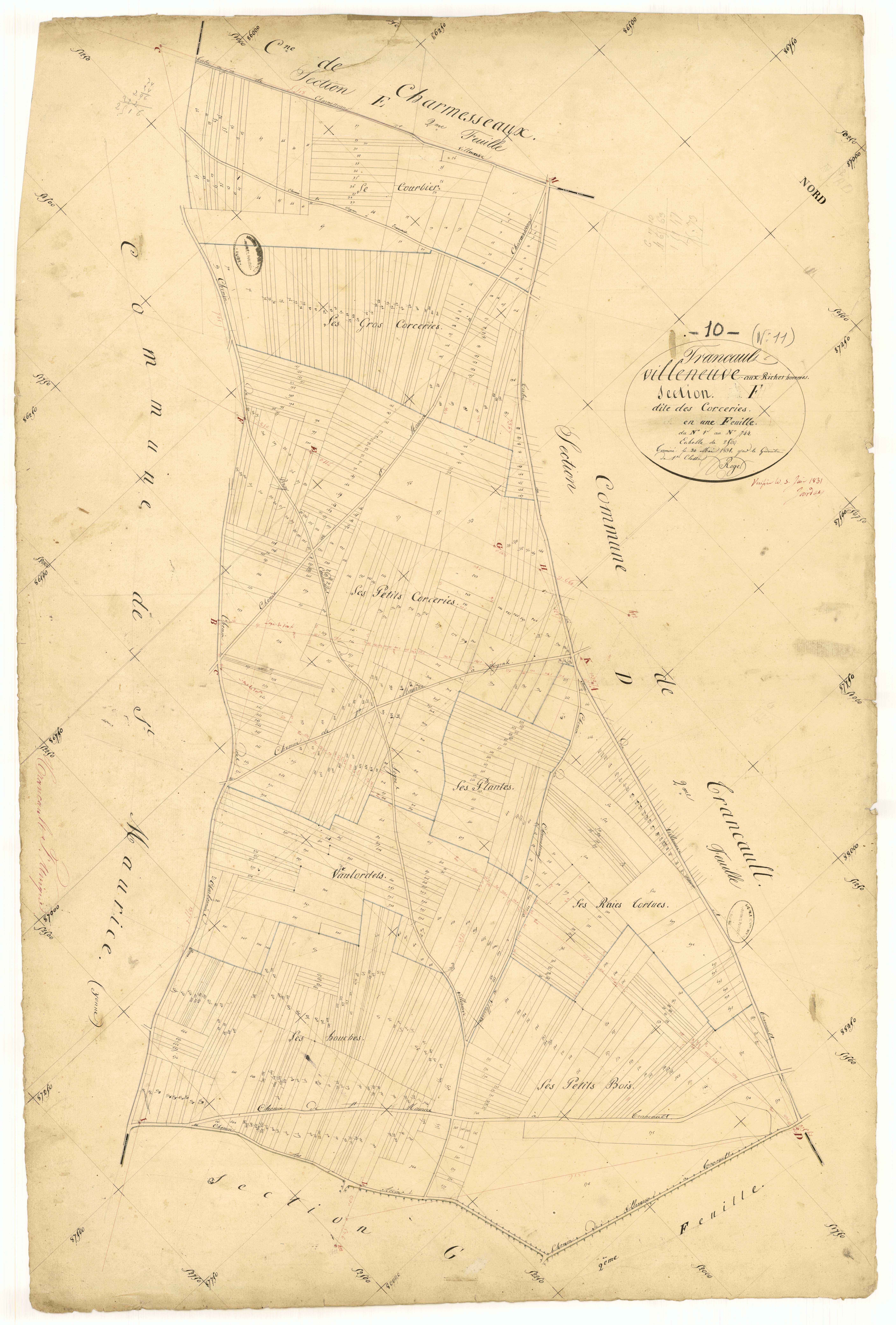 Trancault, section F dite des Corceries, parcelles n° 1-744