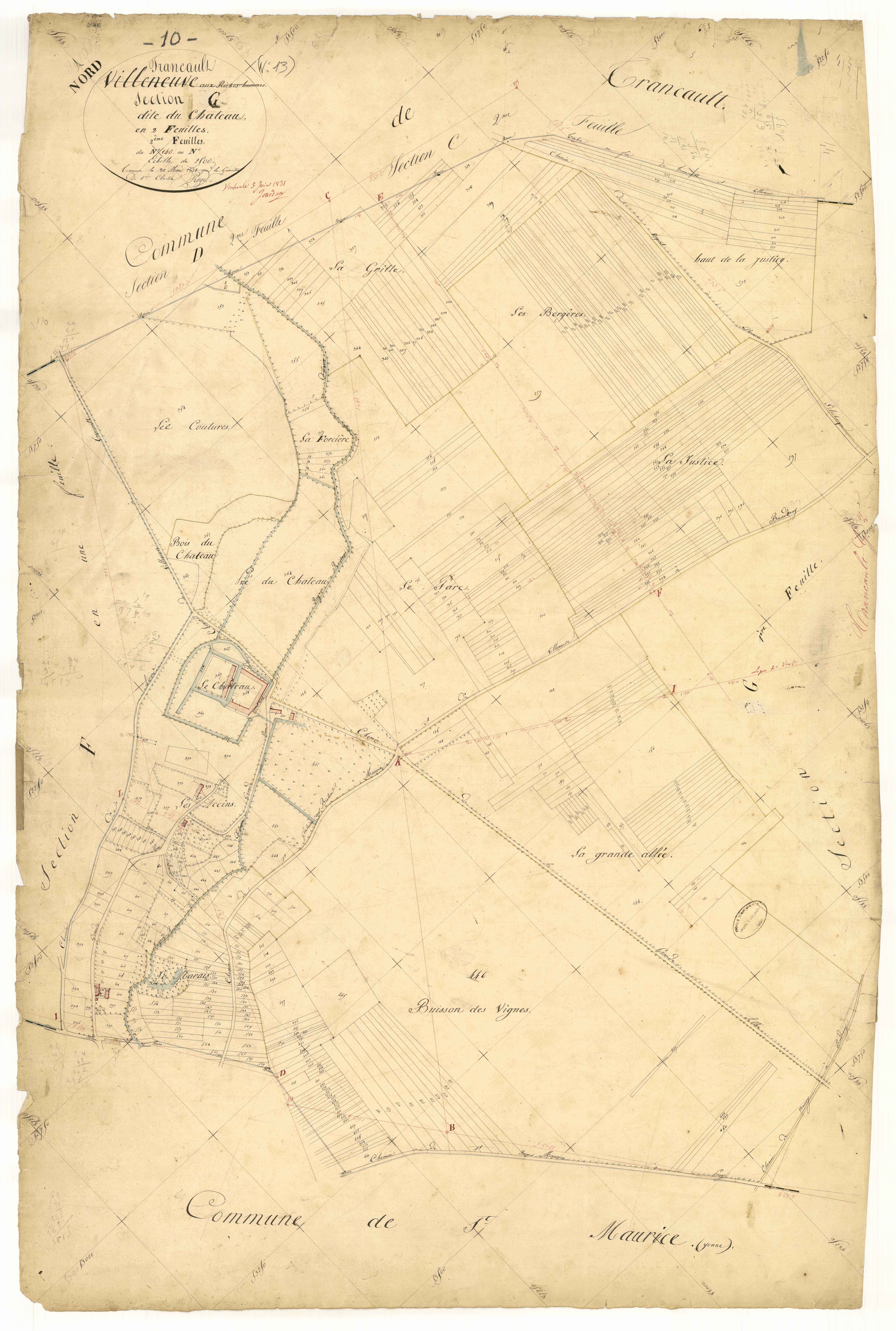 Trancault, section G dite du Château, feuille n° 2, parcelles n° 140-