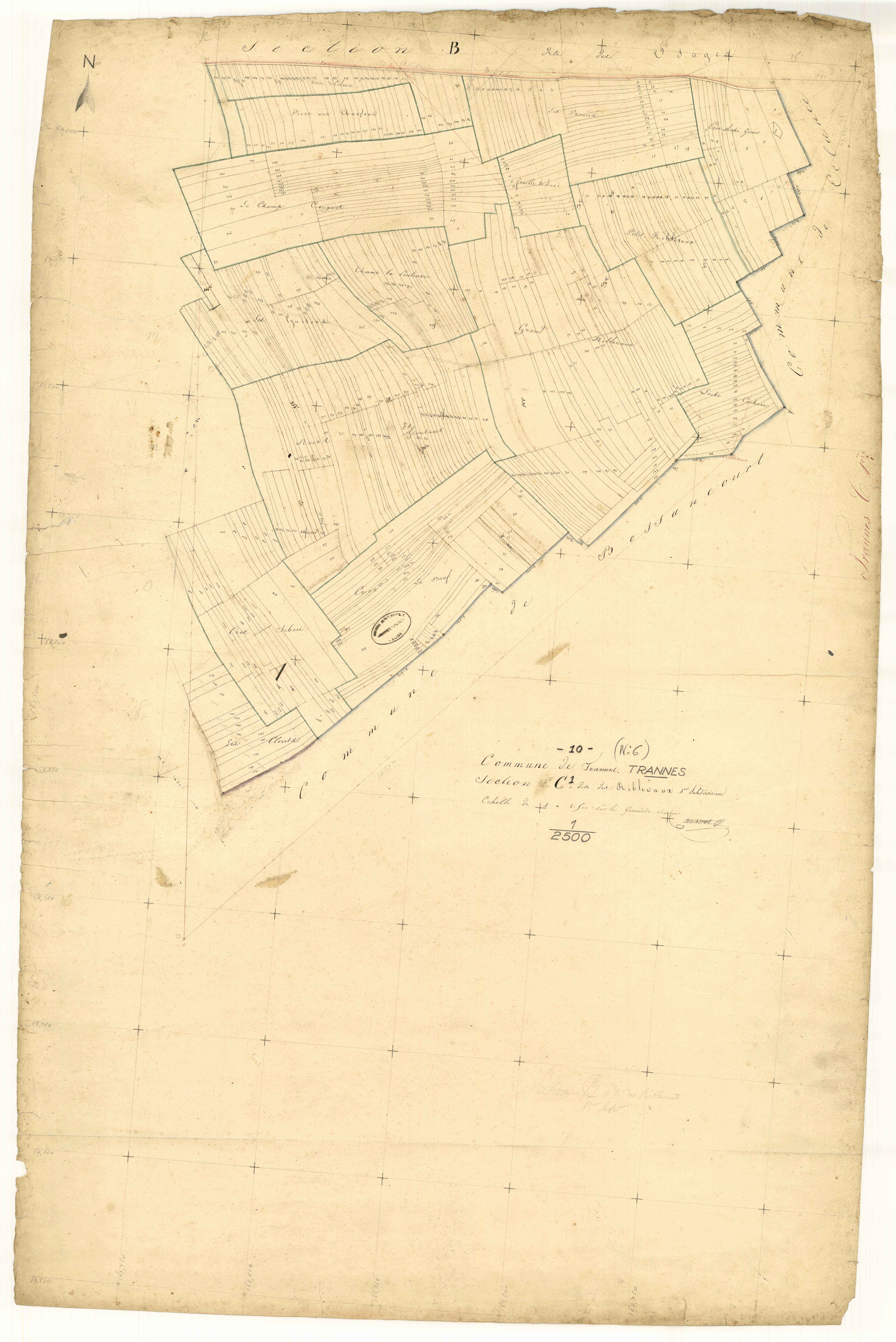 Trannes, section C dite des Riblevaux, feuille n° 1