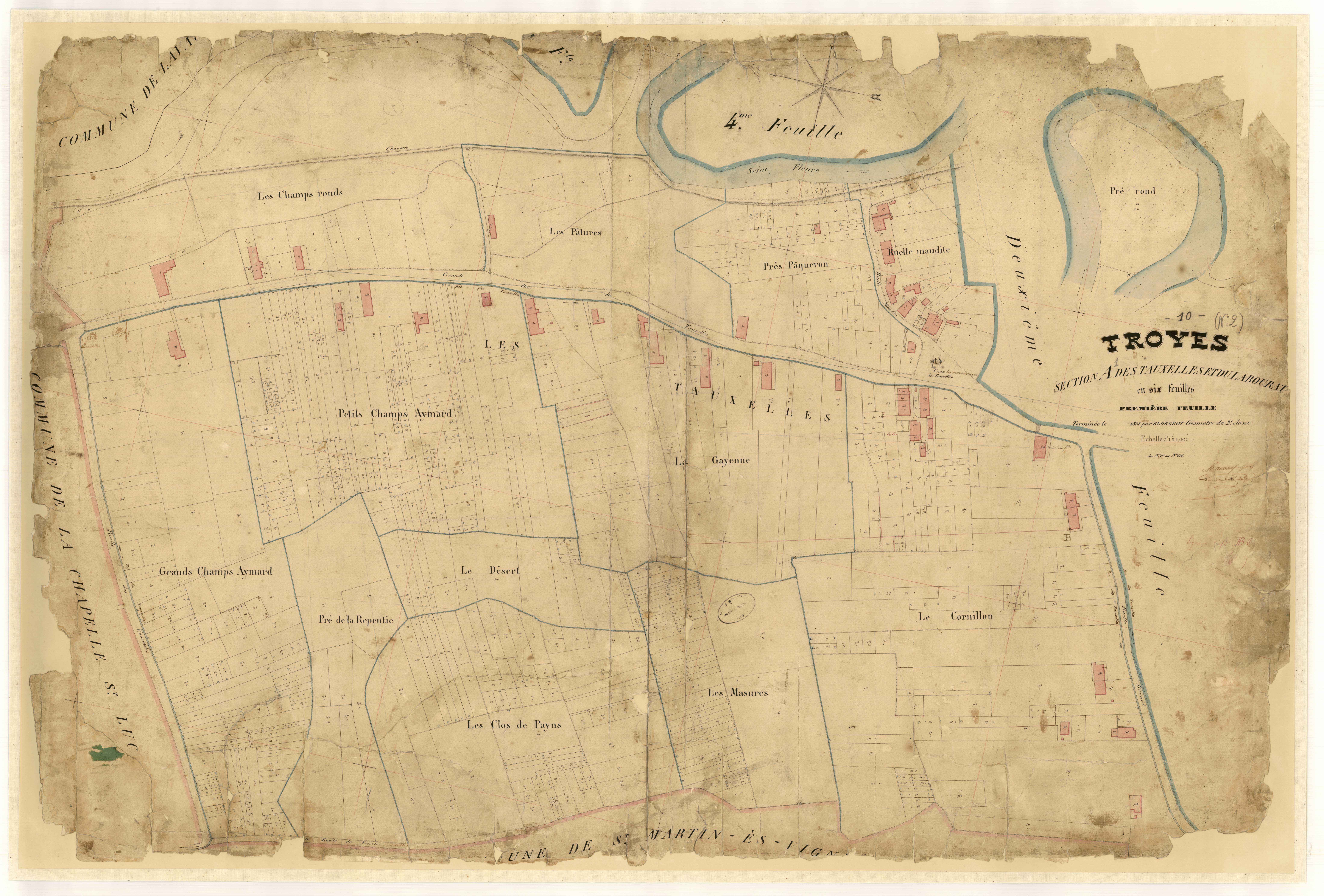 Troyes, section A dite des Tauxelles et du Labourat, feuille n° 1, parcelles n° 1-636
