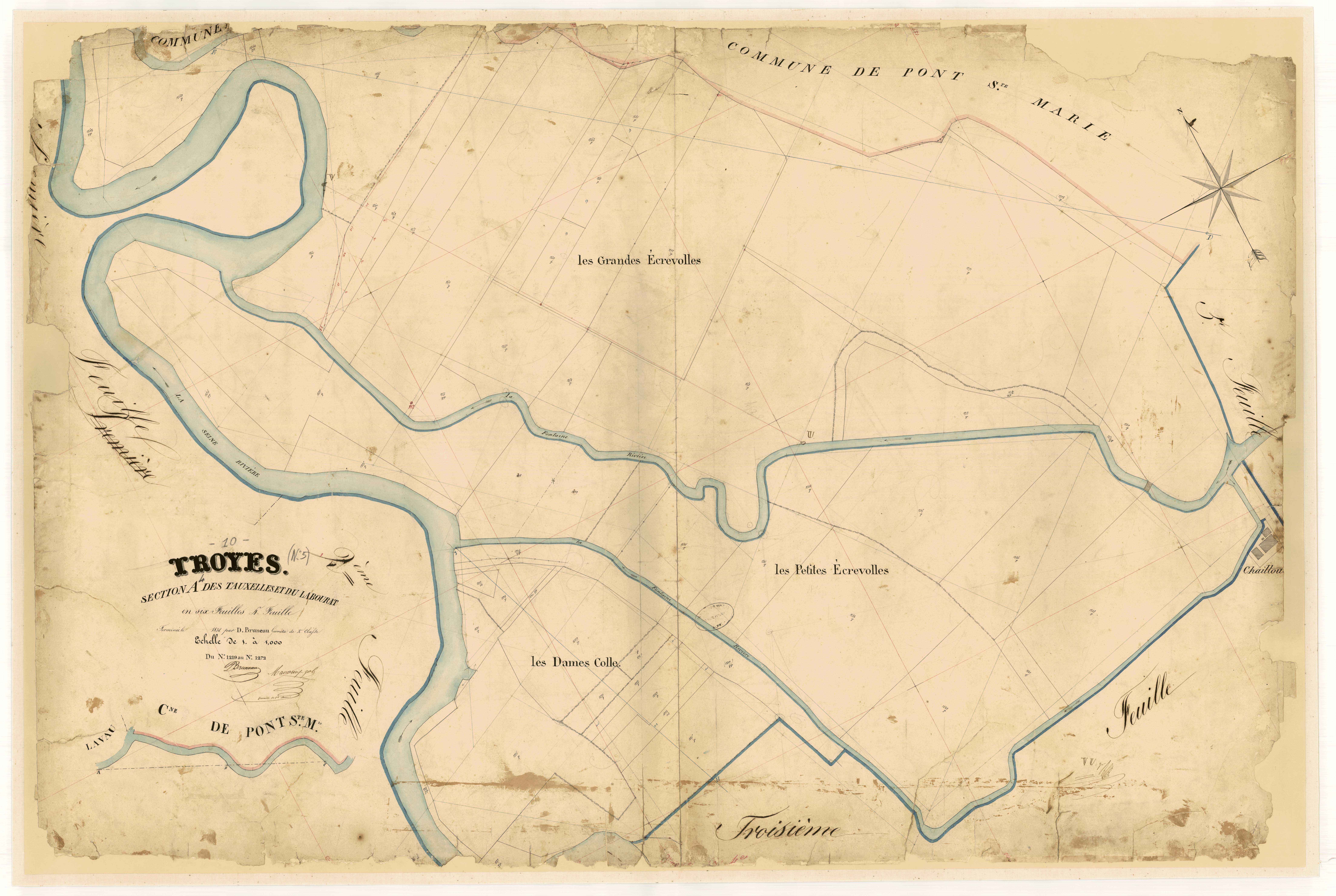 Troyes, section A dite des Tauxelles et du Labourat, feuille n° 4, parcelles n° 1219-1272