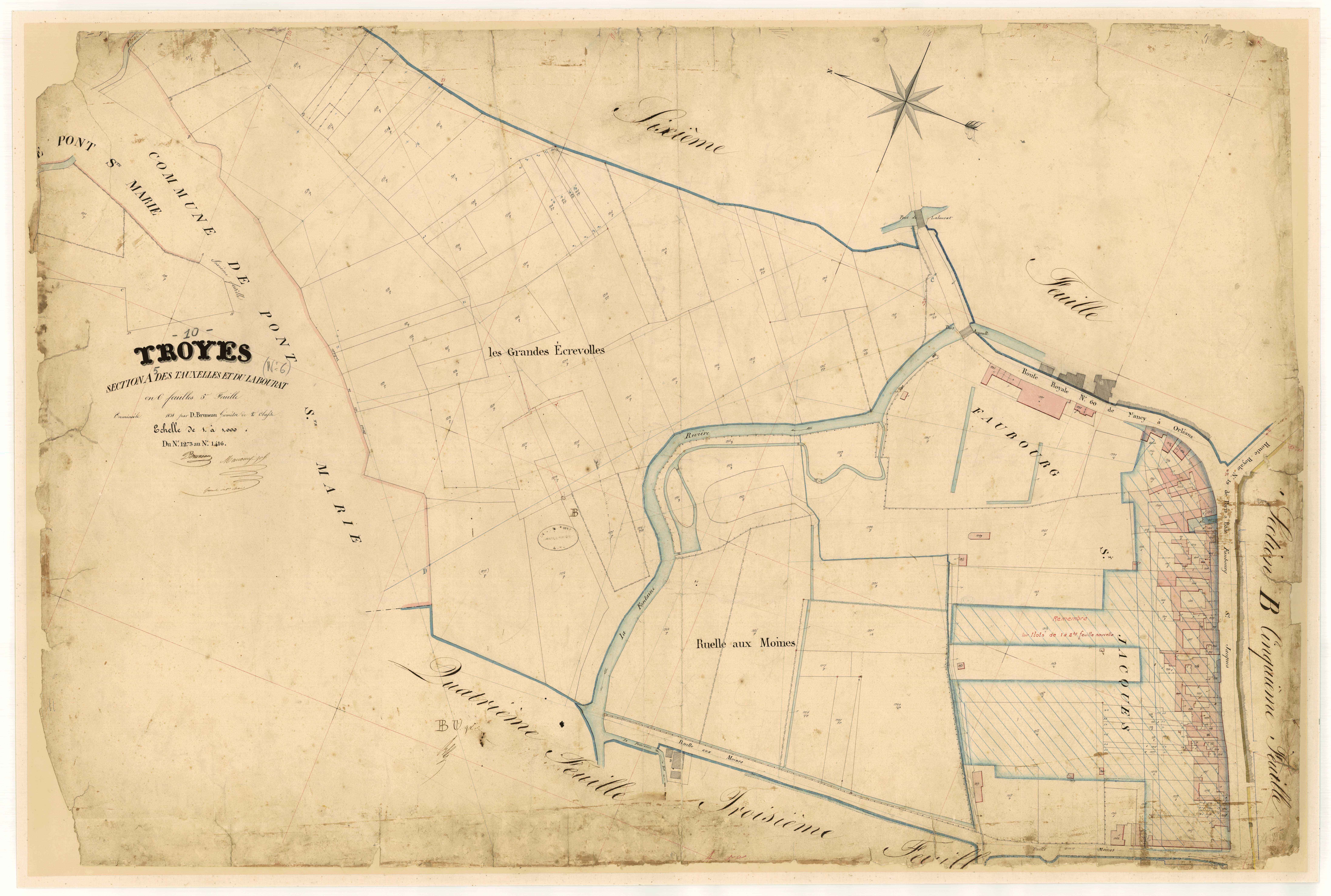 Troyes, section A dite des Tauxelles et du Labourat, feuille n° 5, parcelles n° 1273-1416