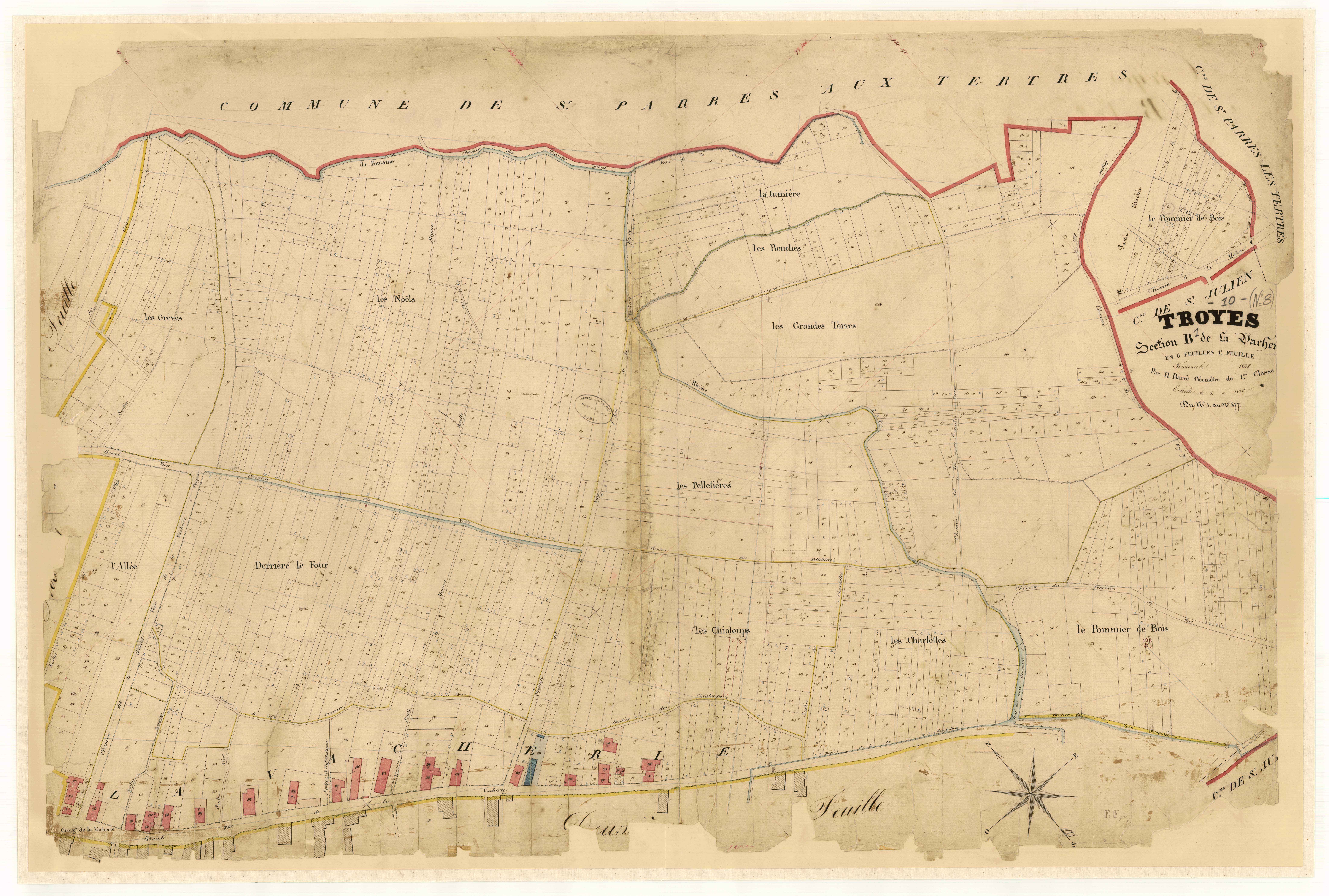 Troyes, section B dite de la Vacherie, feuille n° 1, parcelles n° 1-877