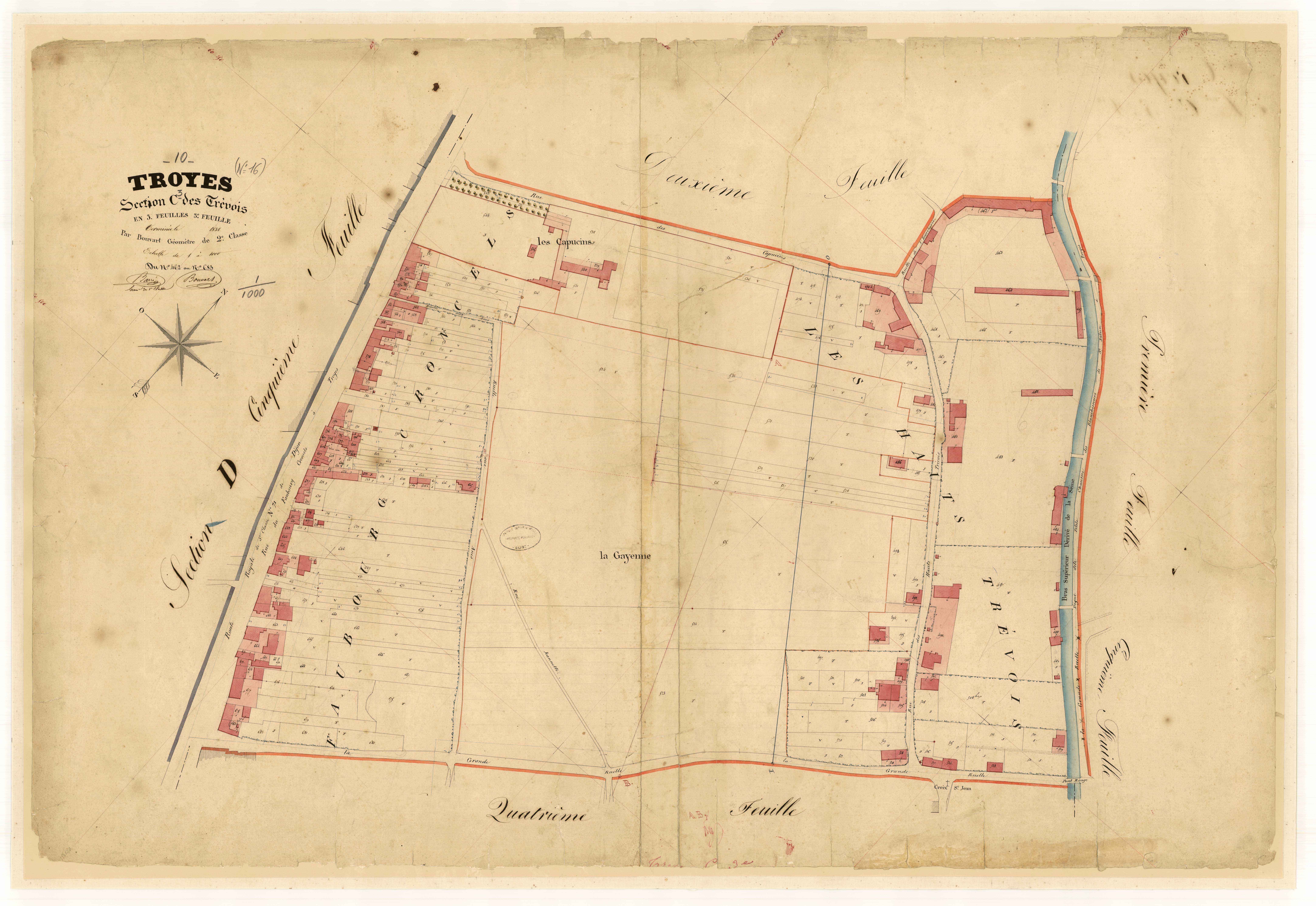 Troyes, section C dite des Trévois, feuille n° 3, parcelles n° 462-683