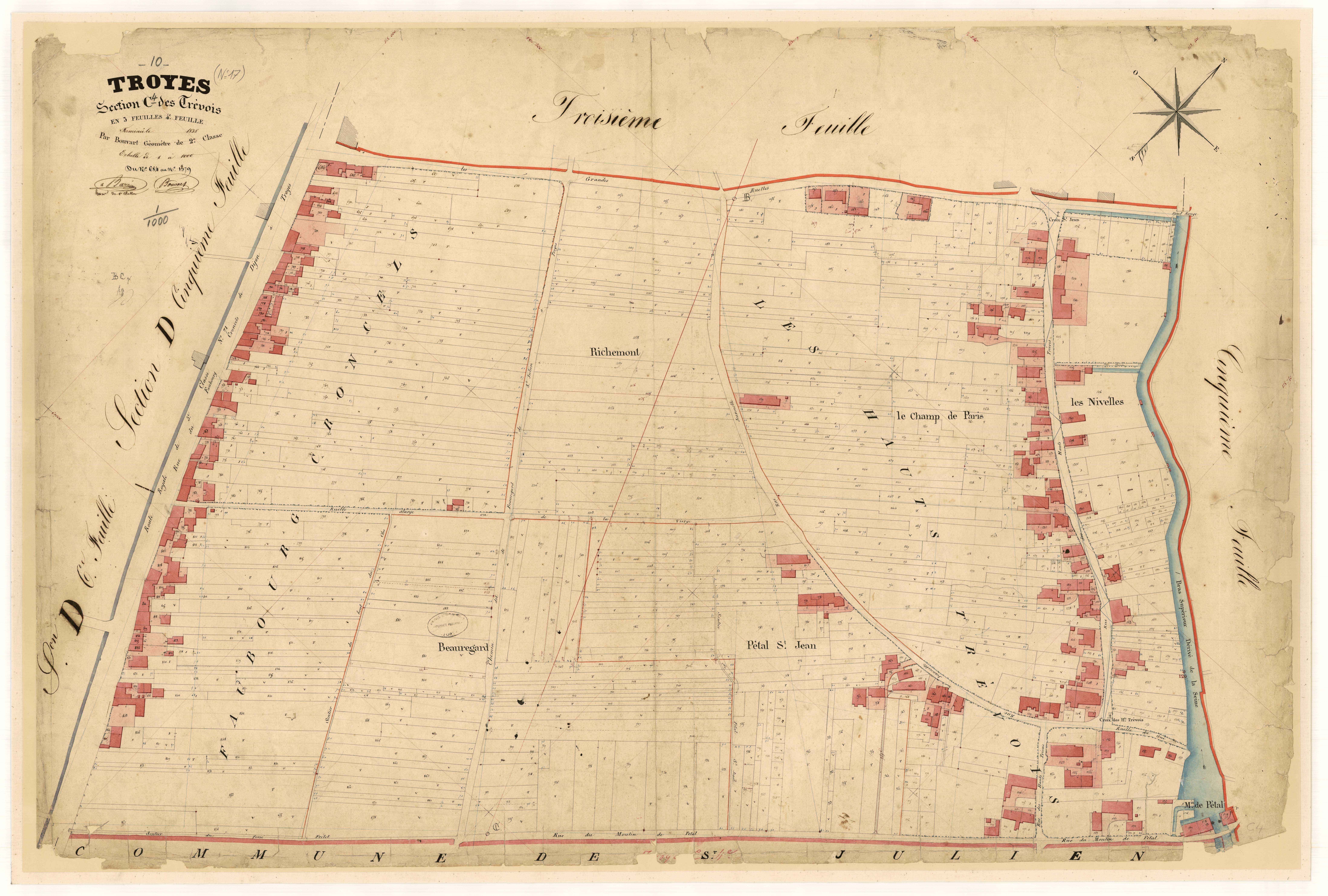 Troyes, section C dite des Trévois, feuille n° 4, parcelles n° 684-1379