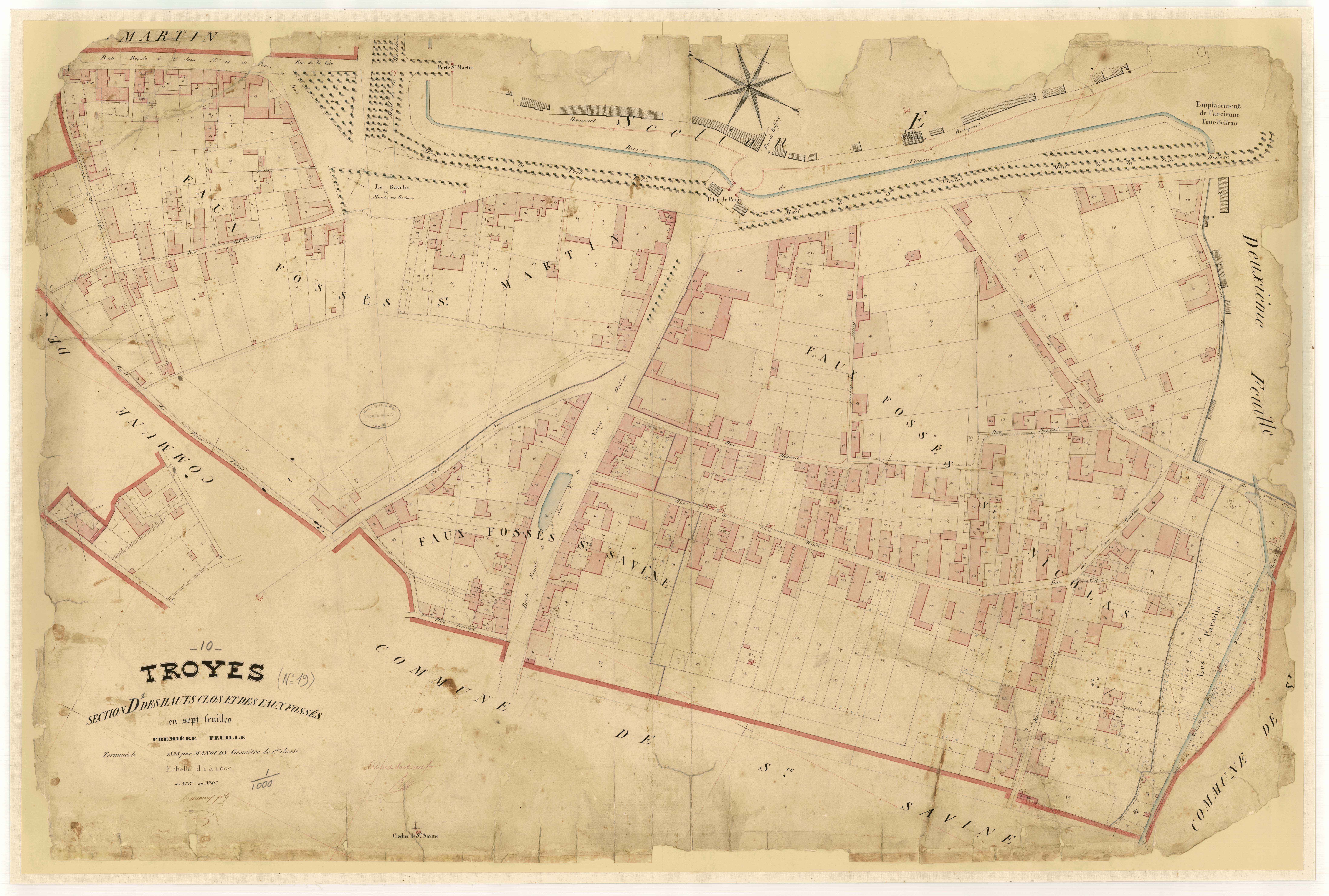 Troyes, section D dite des Hauts Clos et des Faux Fossés, feuille n° 1, parcelles n° 1-617