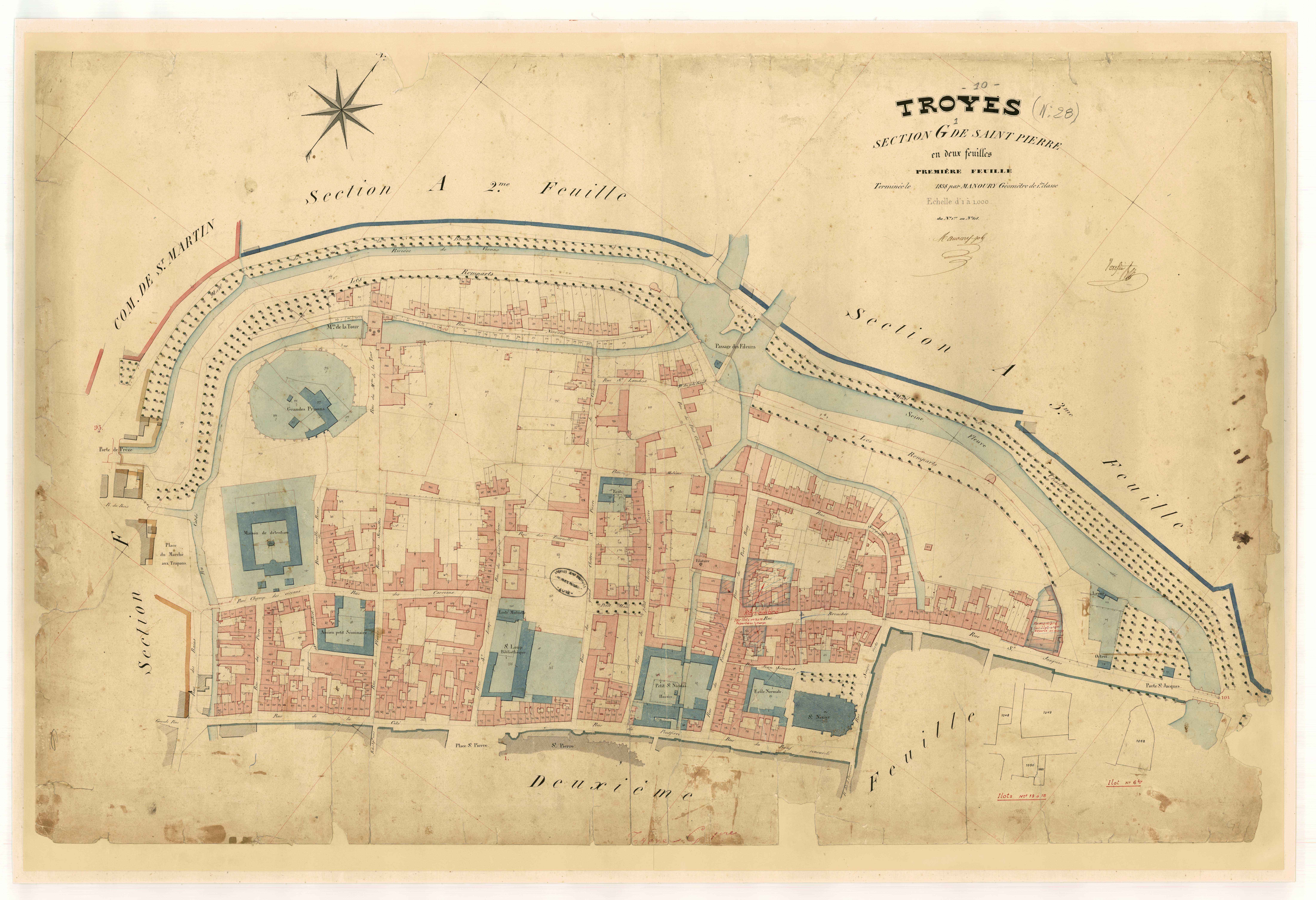 Troyes, section G dite de Saint Pierre, feuille n° 1, parcelles n° 1-515