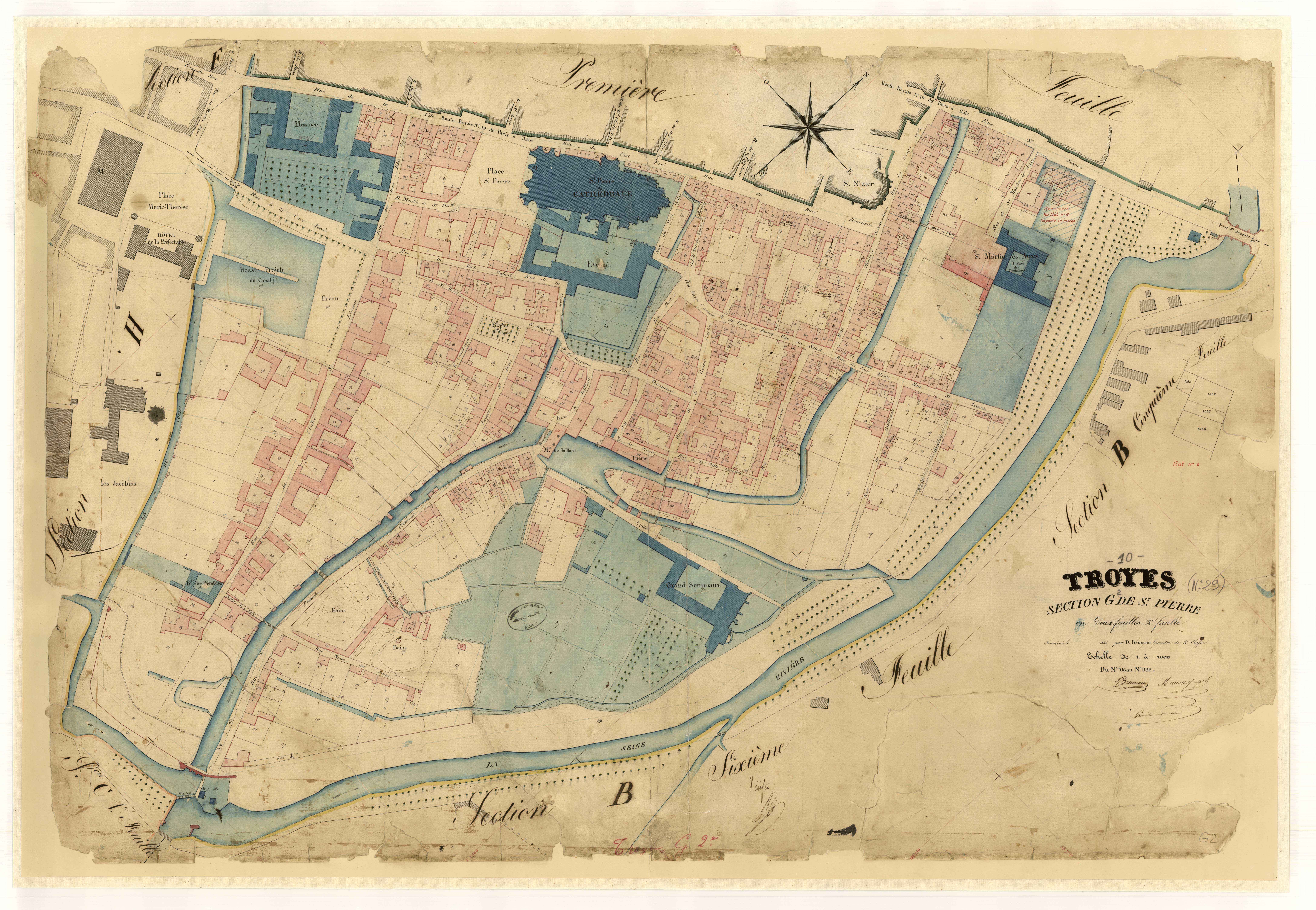 Troyes, section G dite de Saint Pierre, feuille n° 2, parcelles n° 516-986