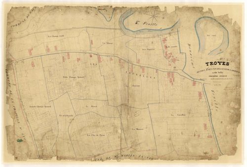Troyes, section A dite des Tauxelles et du Labourat, feuille n° 1, parcelles n° 1-636