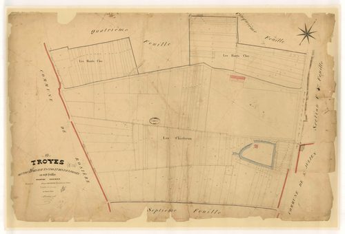 Troyes, section D dite des Hauts Clos et des Faux Fossés, feuille n° 6, parcelles n° 1413-1557