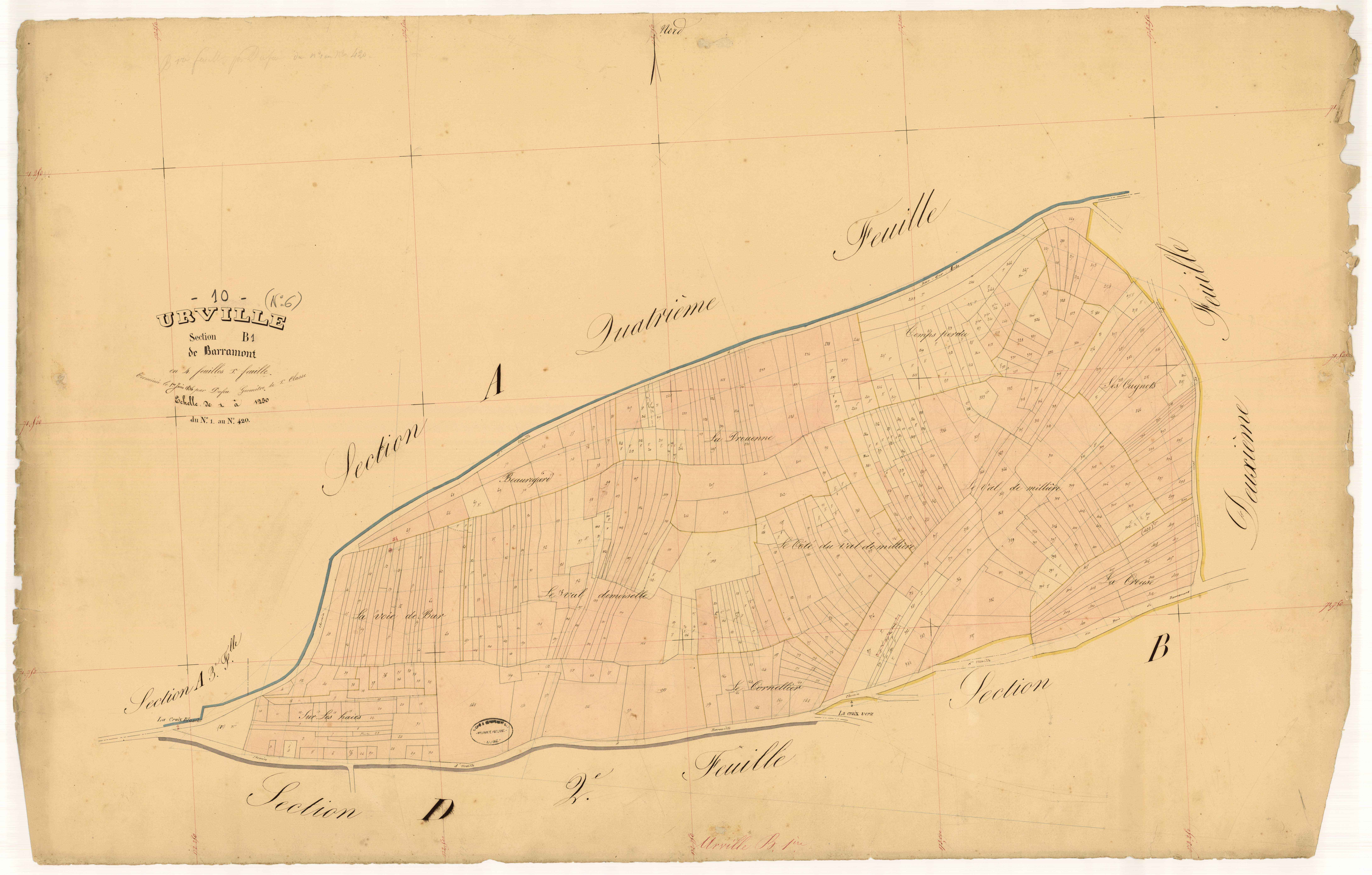 Urville, section B dite de Barramont, feuille  n° 1, parcelles n° 1-420