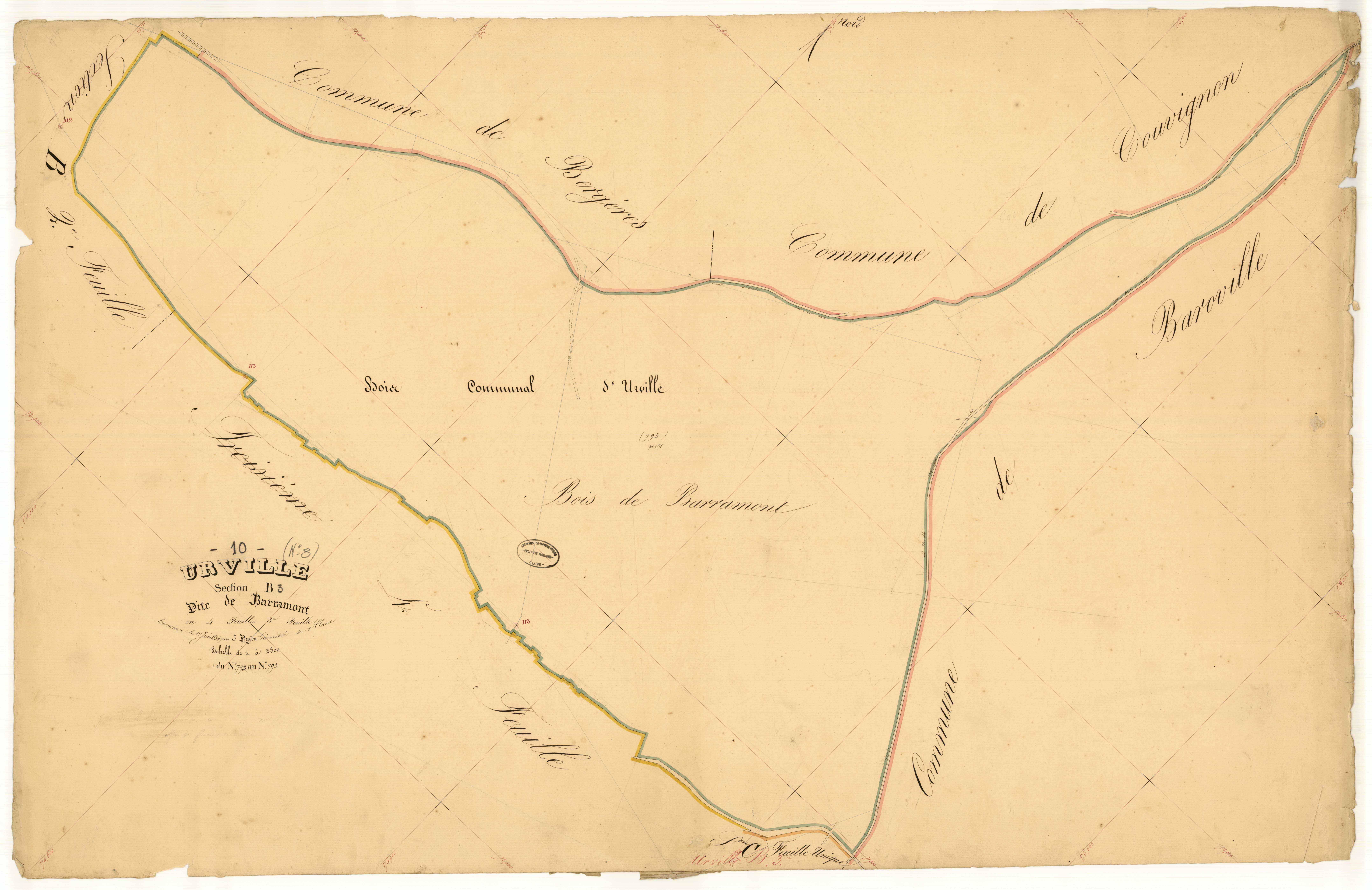 Urville, section B dite de Barramont, feuille  n° 3, parcelles n° 793