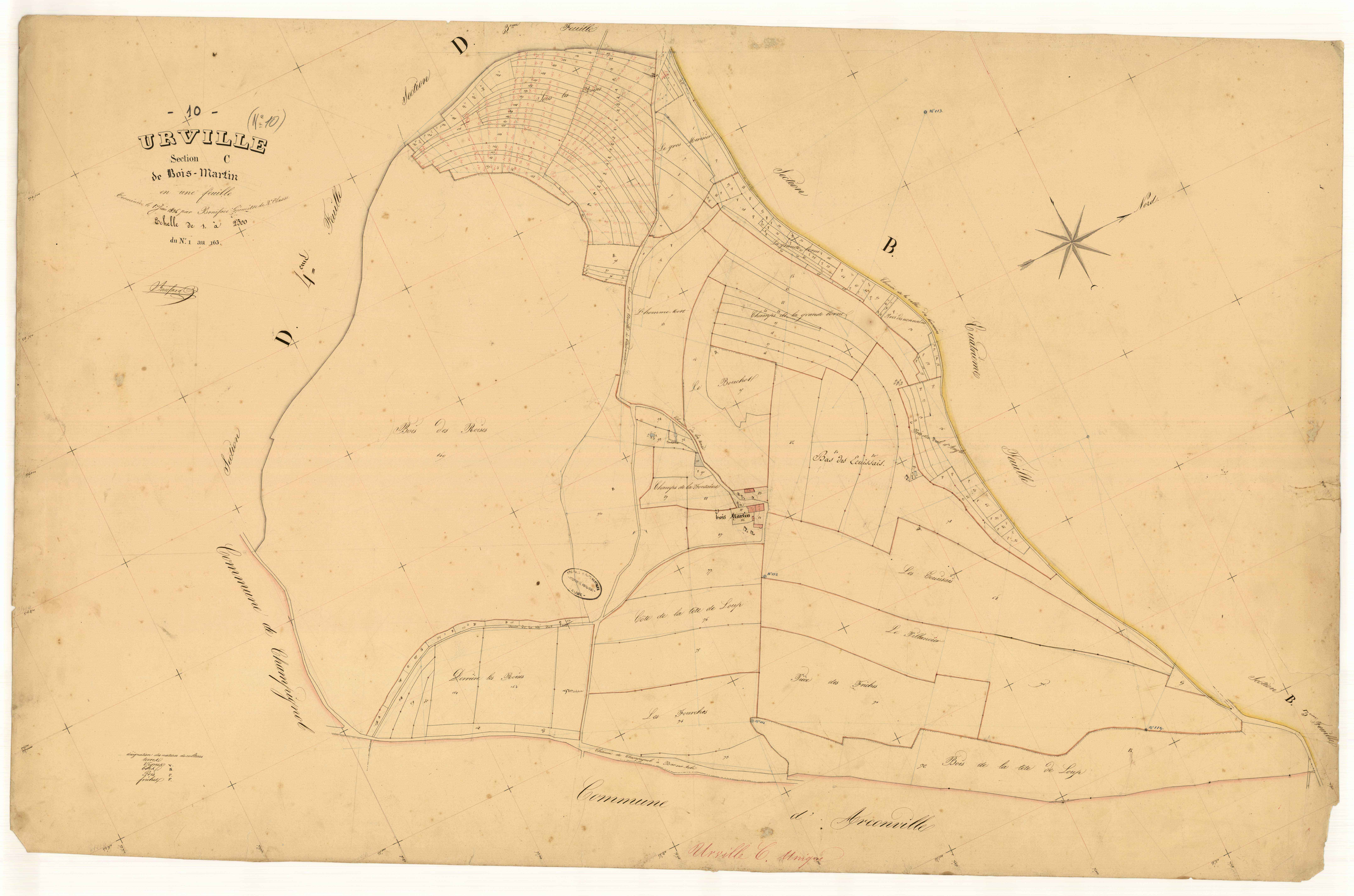 Urville, section C dite de Bois-Martin, parcelles n° 1-165