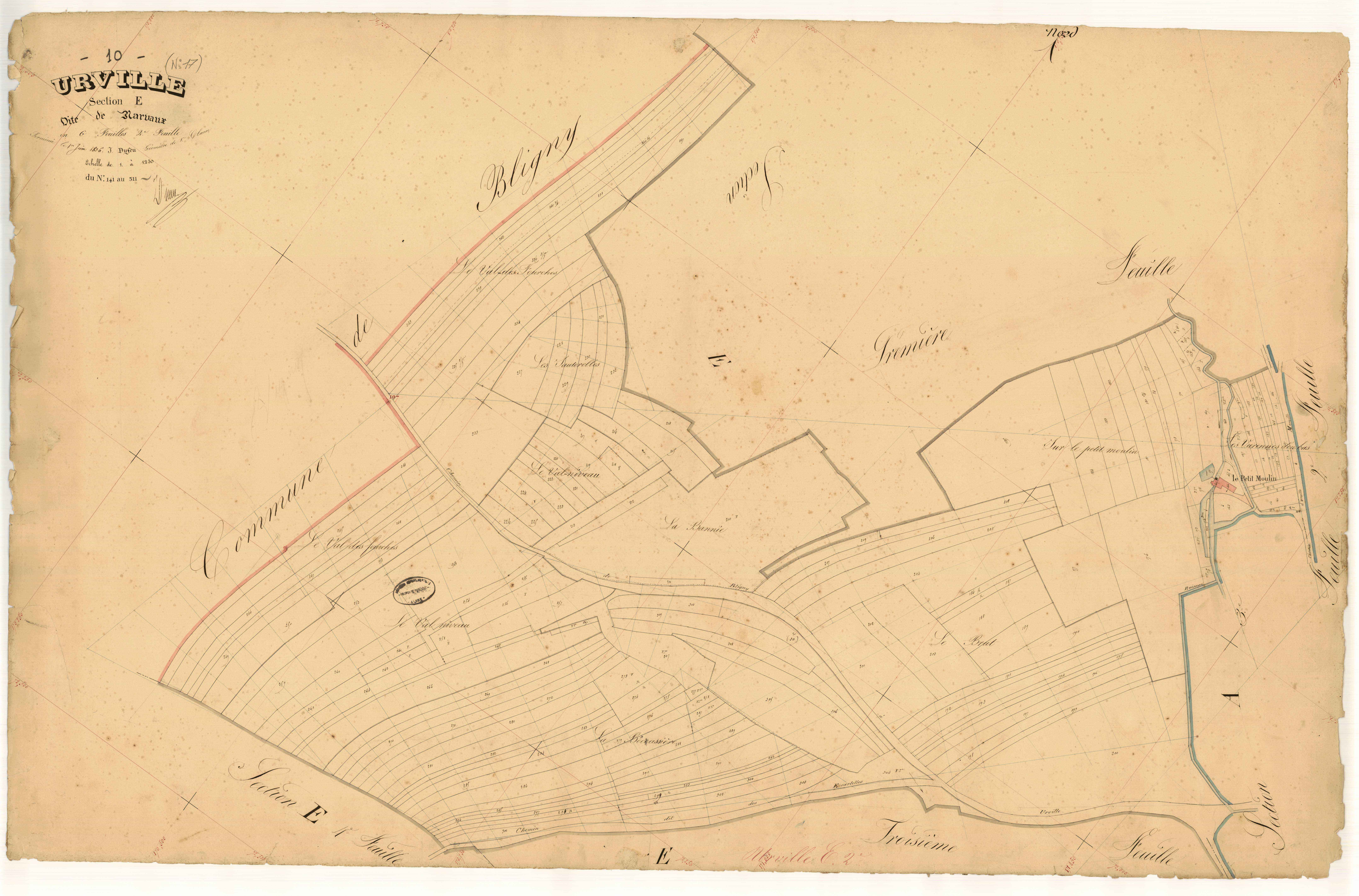 Urville, section E dite de Narvaux, feuille  n° 2, parcelles n° 141-311