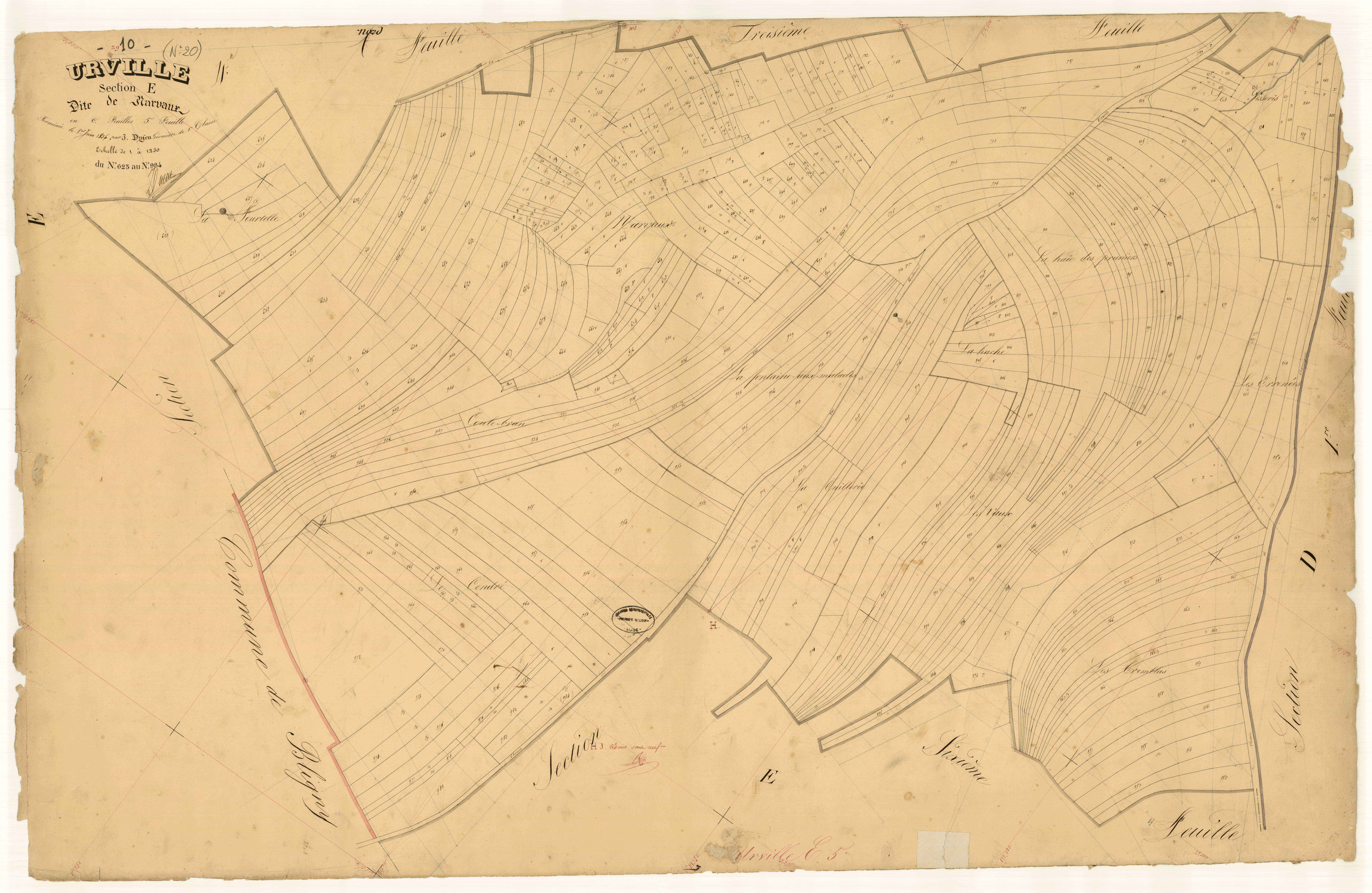 Urville, section E dite de Narvaux, feuille  n° 5, parcelles n° 623-984