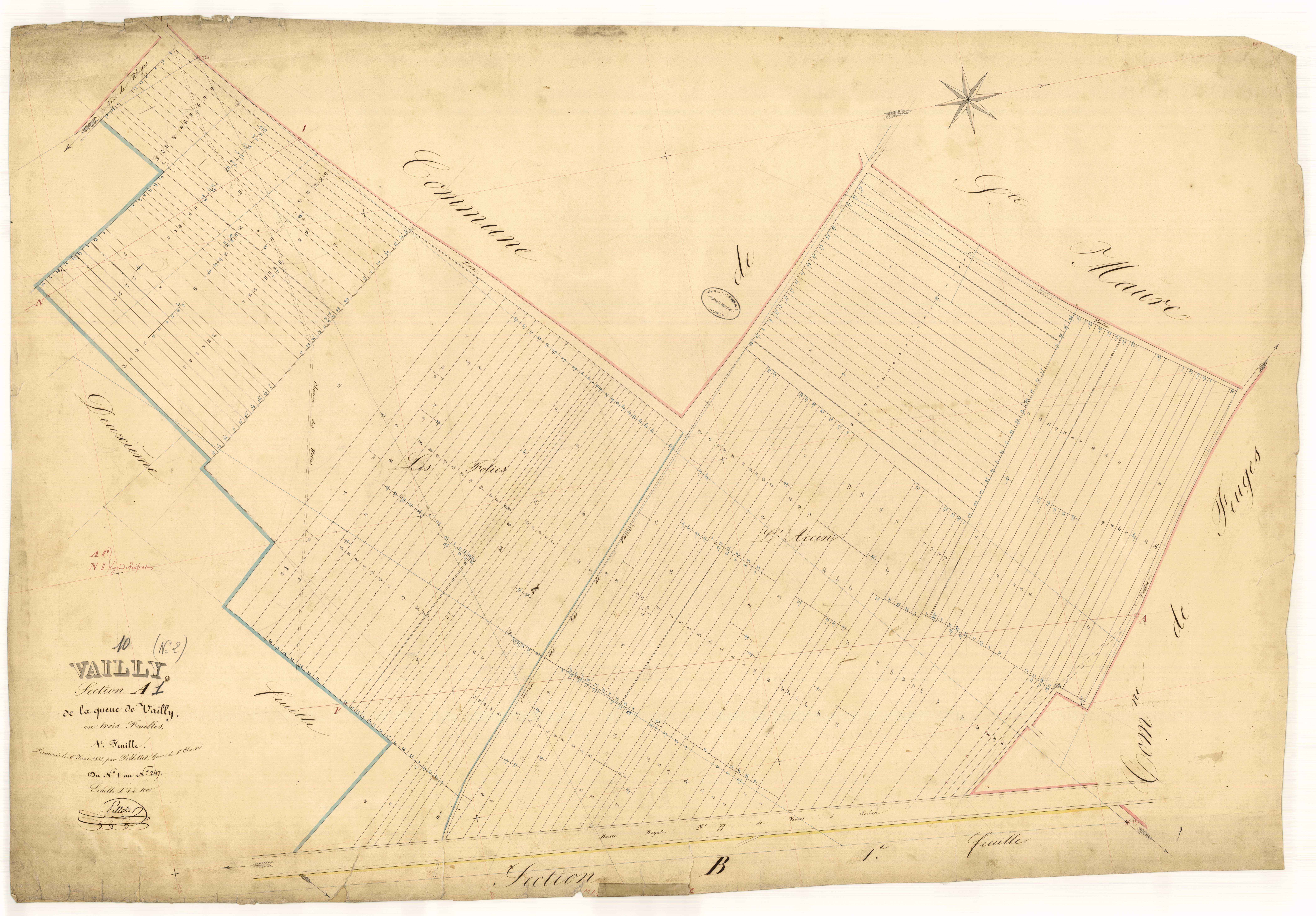 Vailly, section A dite de la queue de Vailly, feuille  n° 1, parcelles n° 1-247
