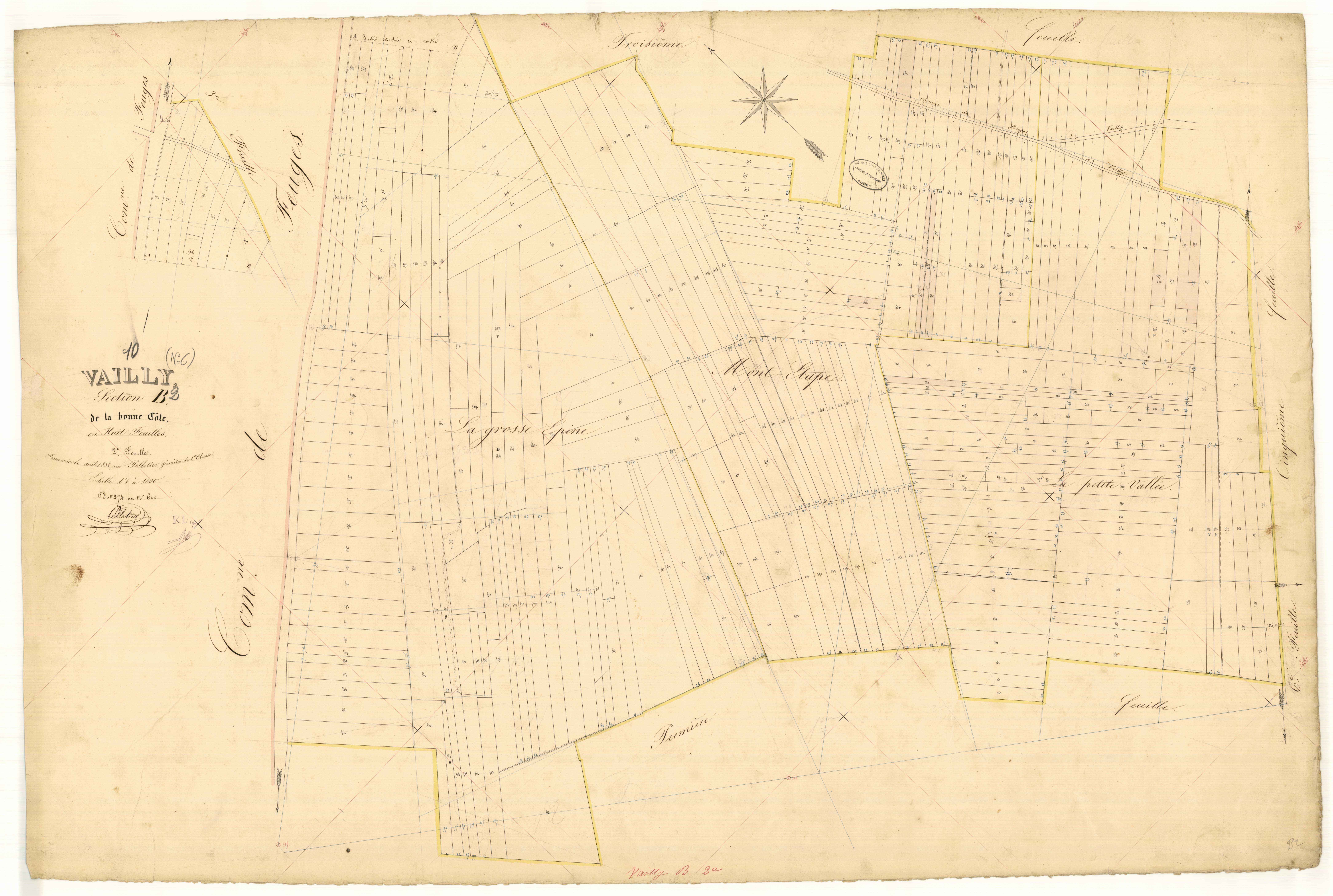 Vailly, section B dite de la bonne côte, feuille n° 2, parcelles n° 274-600
