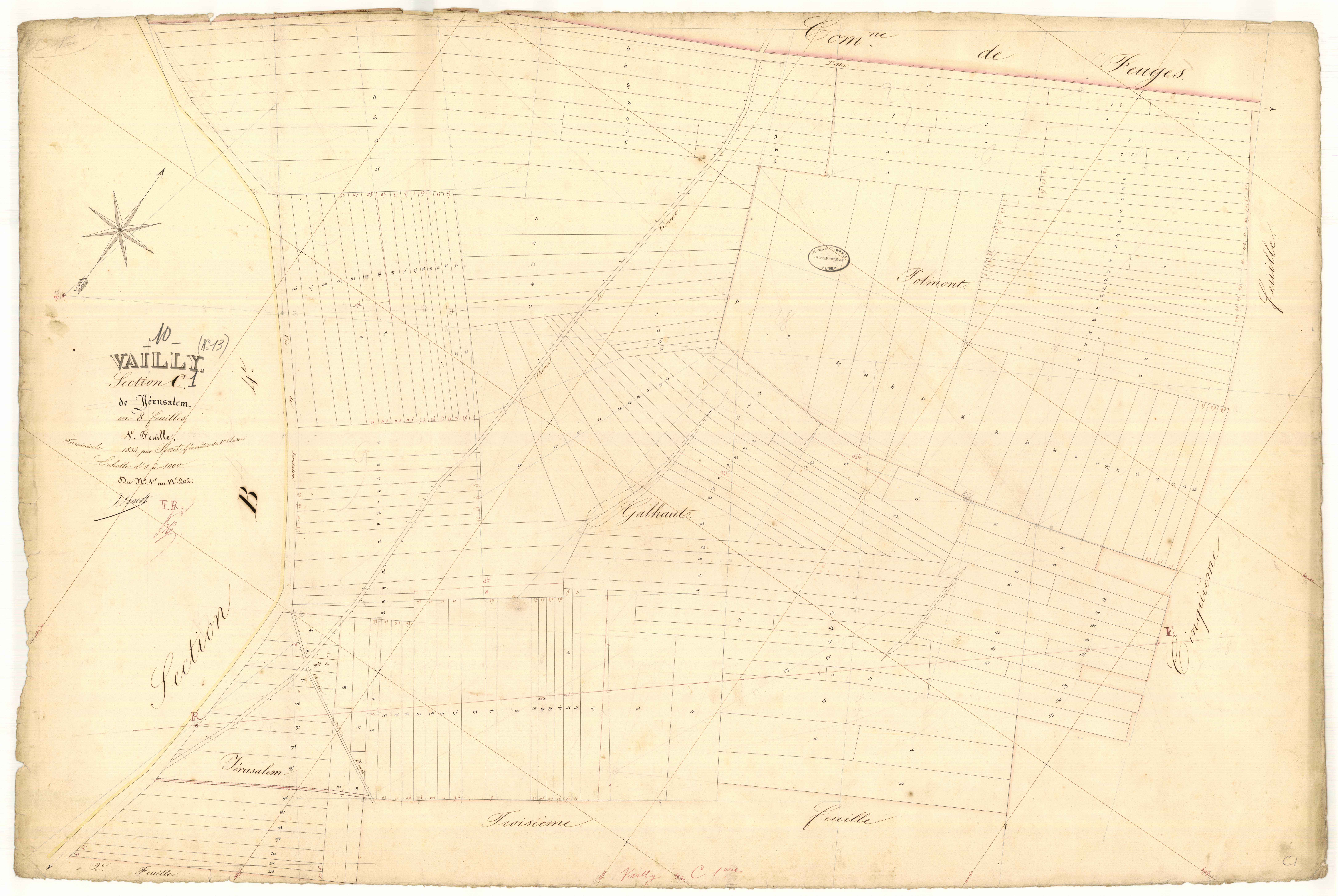 Vailly, section C dite de Jérusalem, feuille n° 1, parcelles n° 1-202