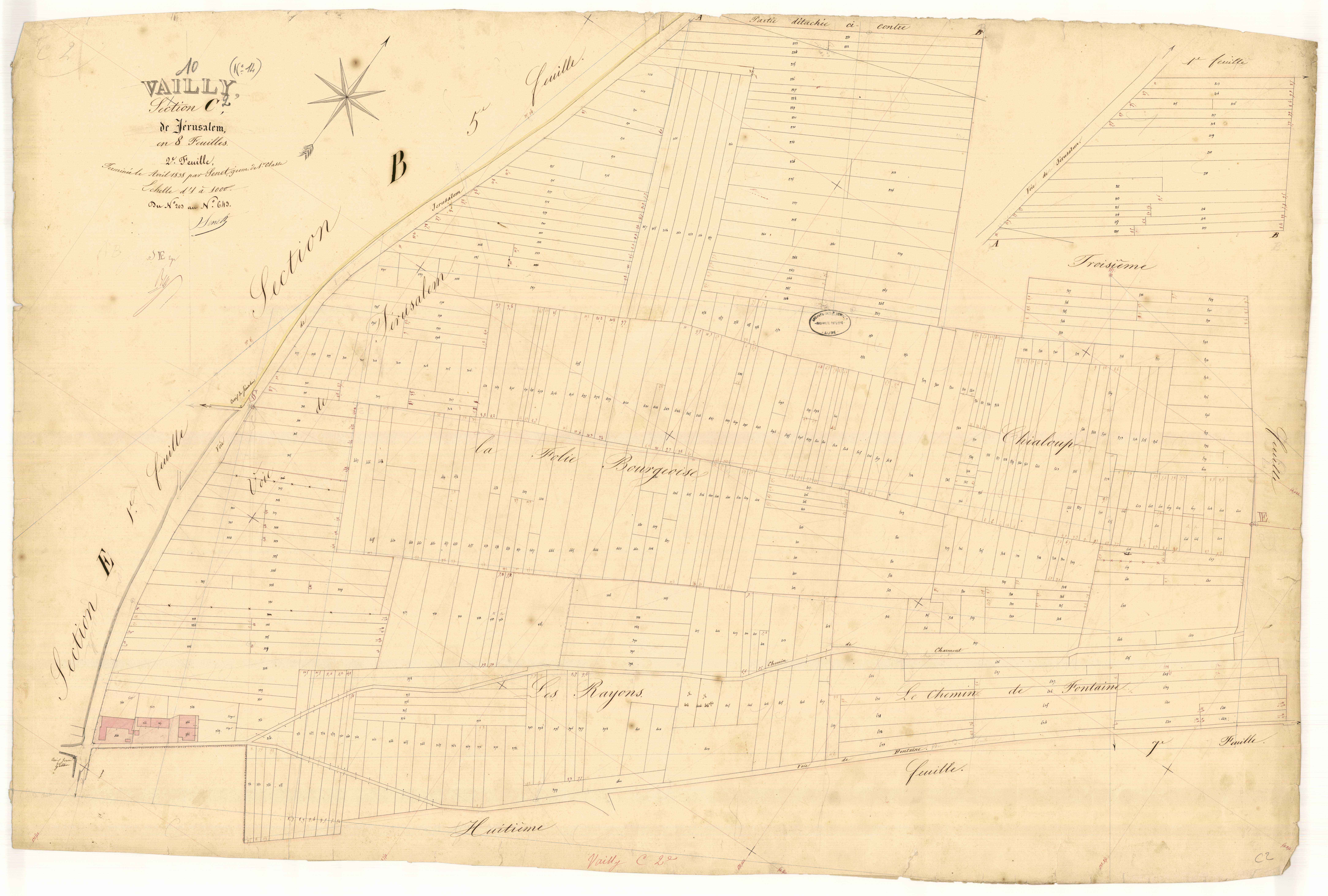 Vailly, section C dite de Jérusalem, feuille n° 2, parcelles n° 203-643