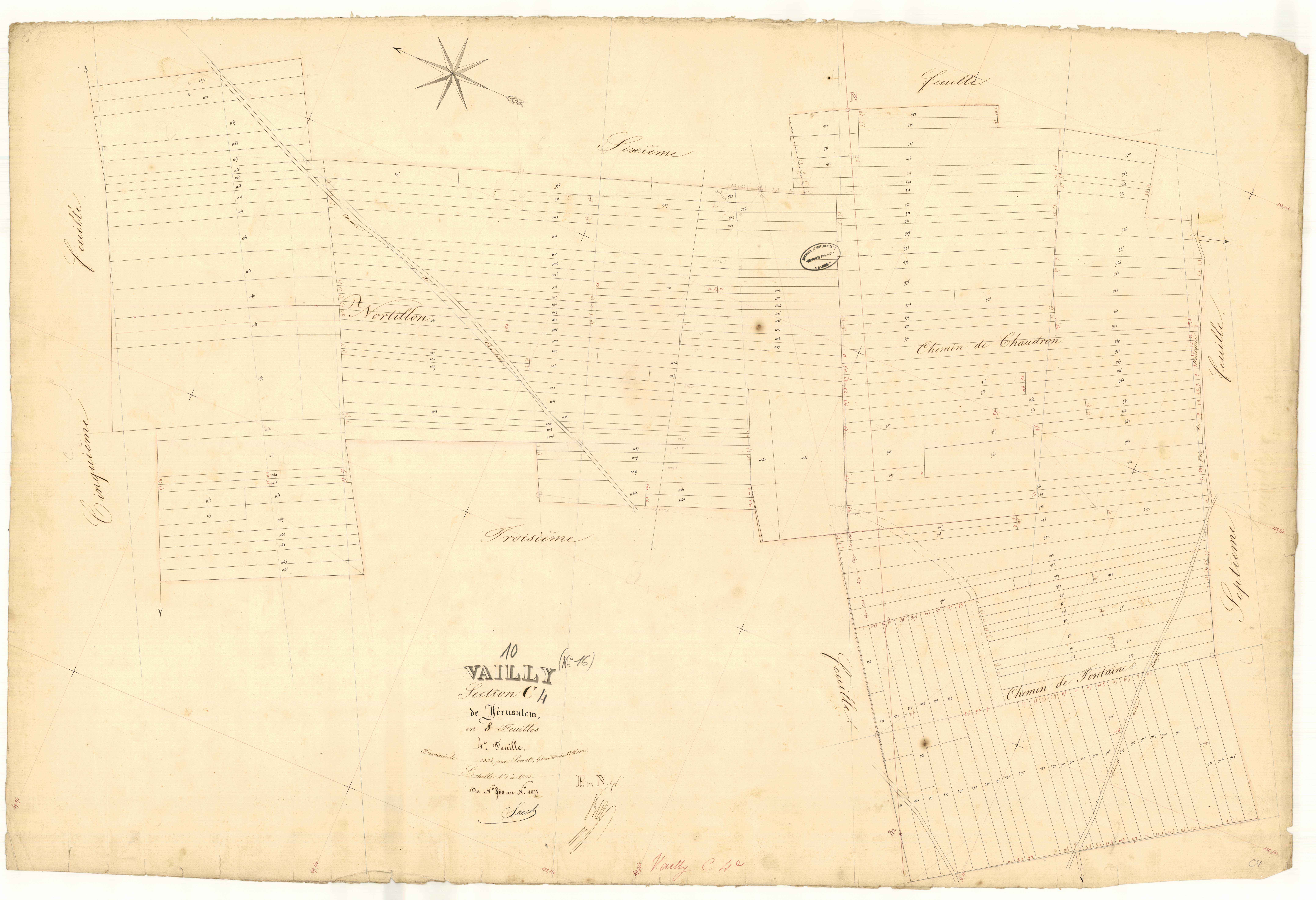 Vailly, section C dite de Jérusalem, feuille  n° 4, parcelles n° 880-1071