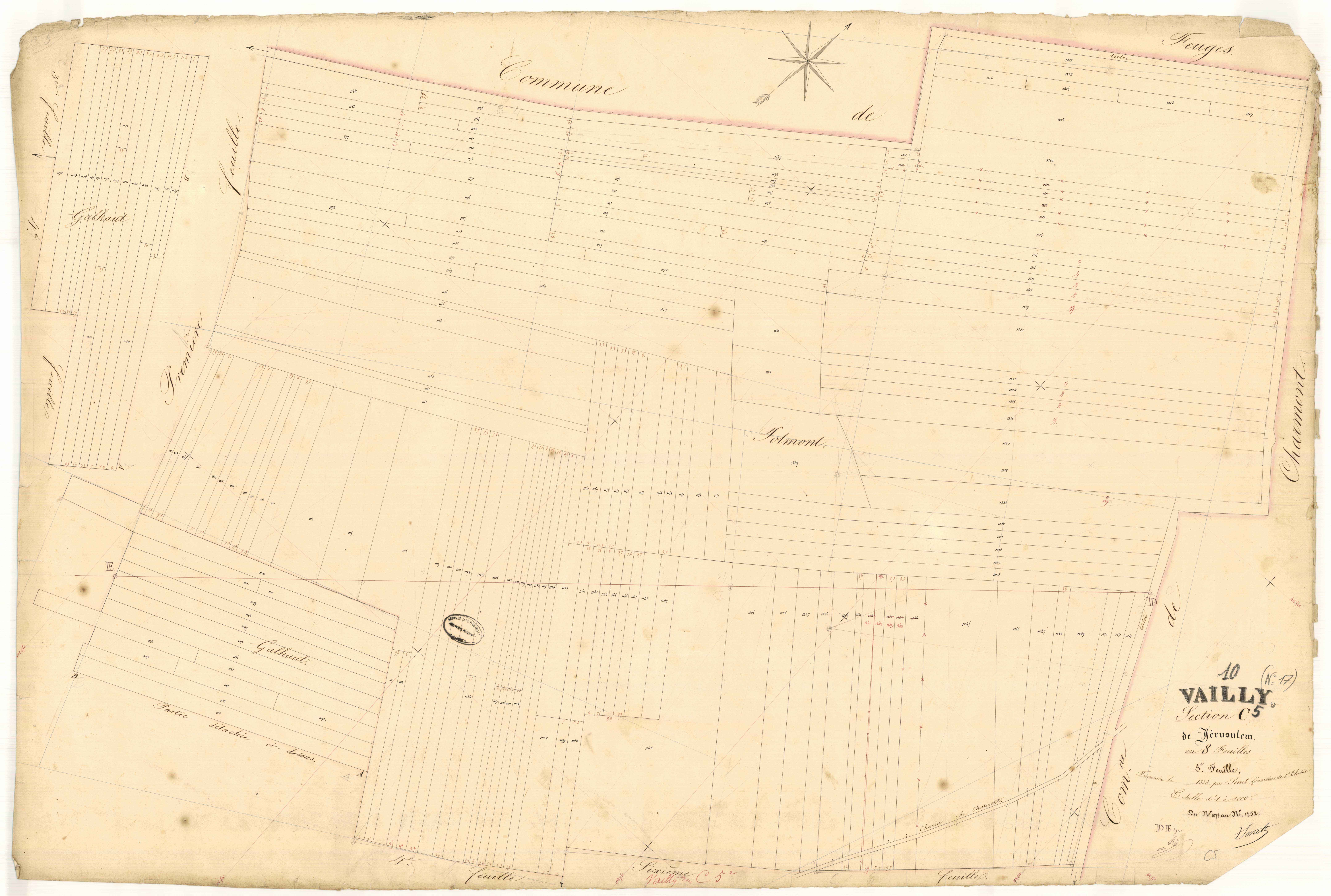 Vailly, section C dite de Jérusalem, feuille n° 5, parcelles n° 1072-1252