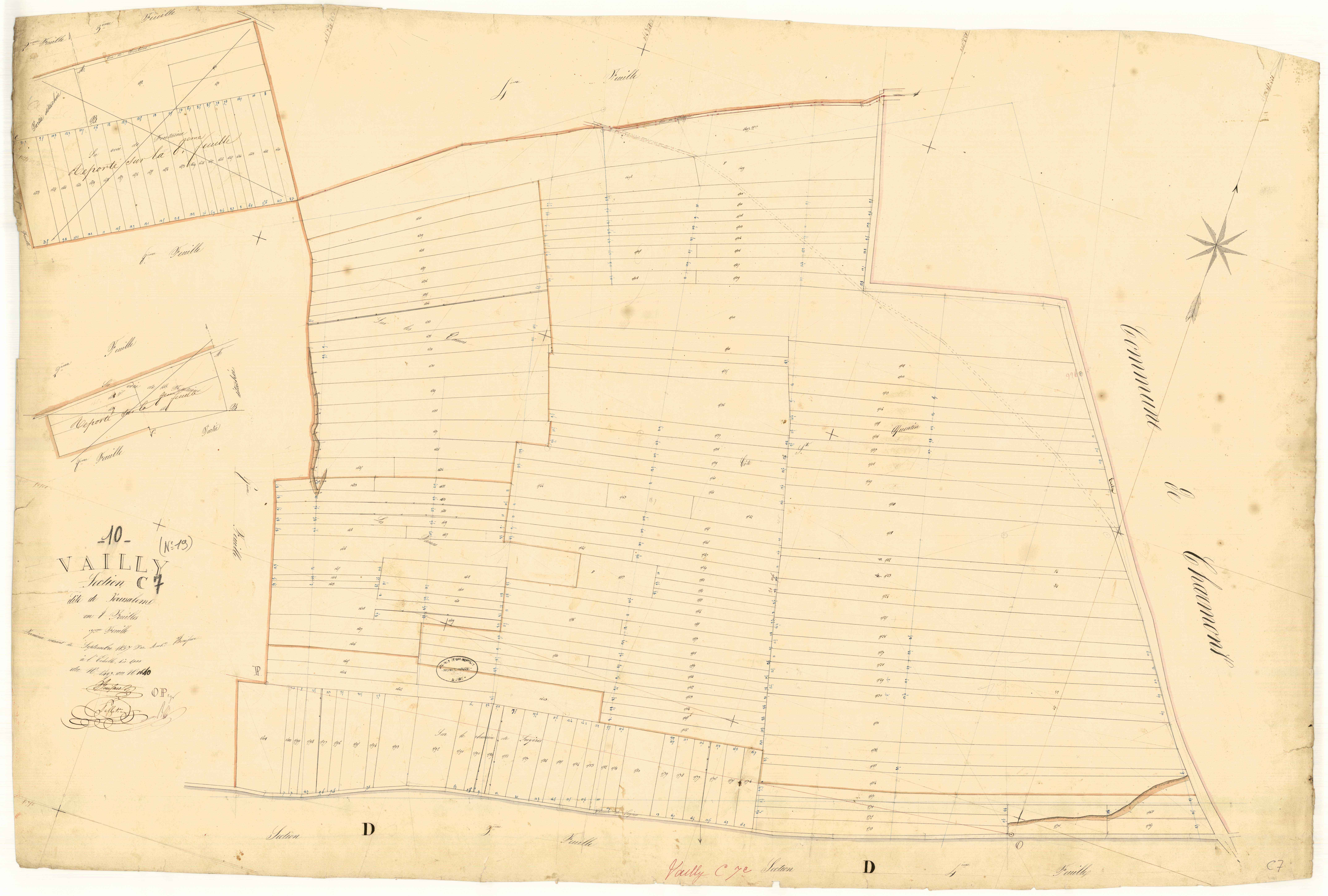 Vailly, section C dite de Jérusalem, feuille n° 7, parcelles n° 1497-1640
