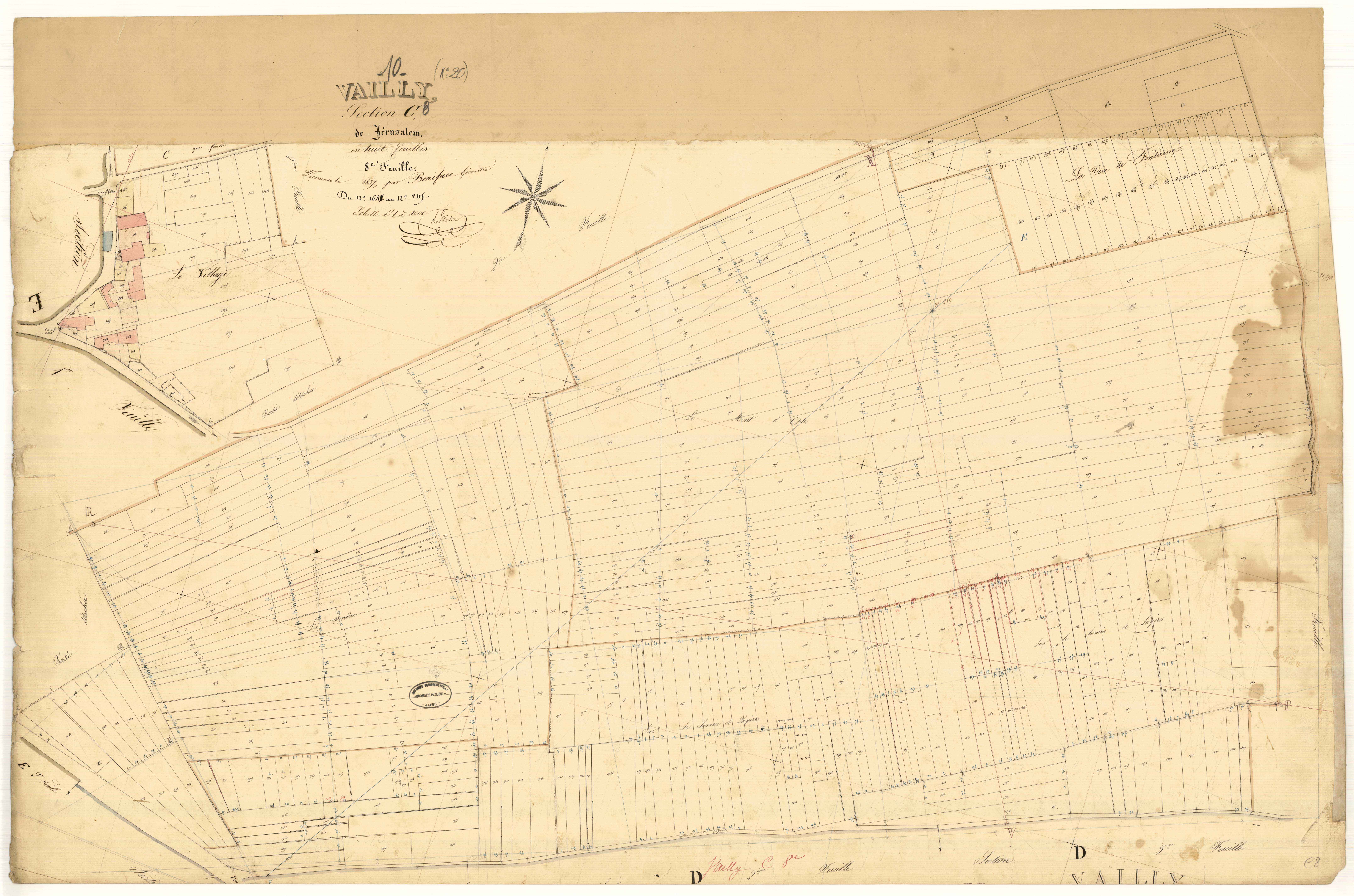 Vailly, section C dite de Jérusalem, feuille n° 8, parcelles n° 1641-2115