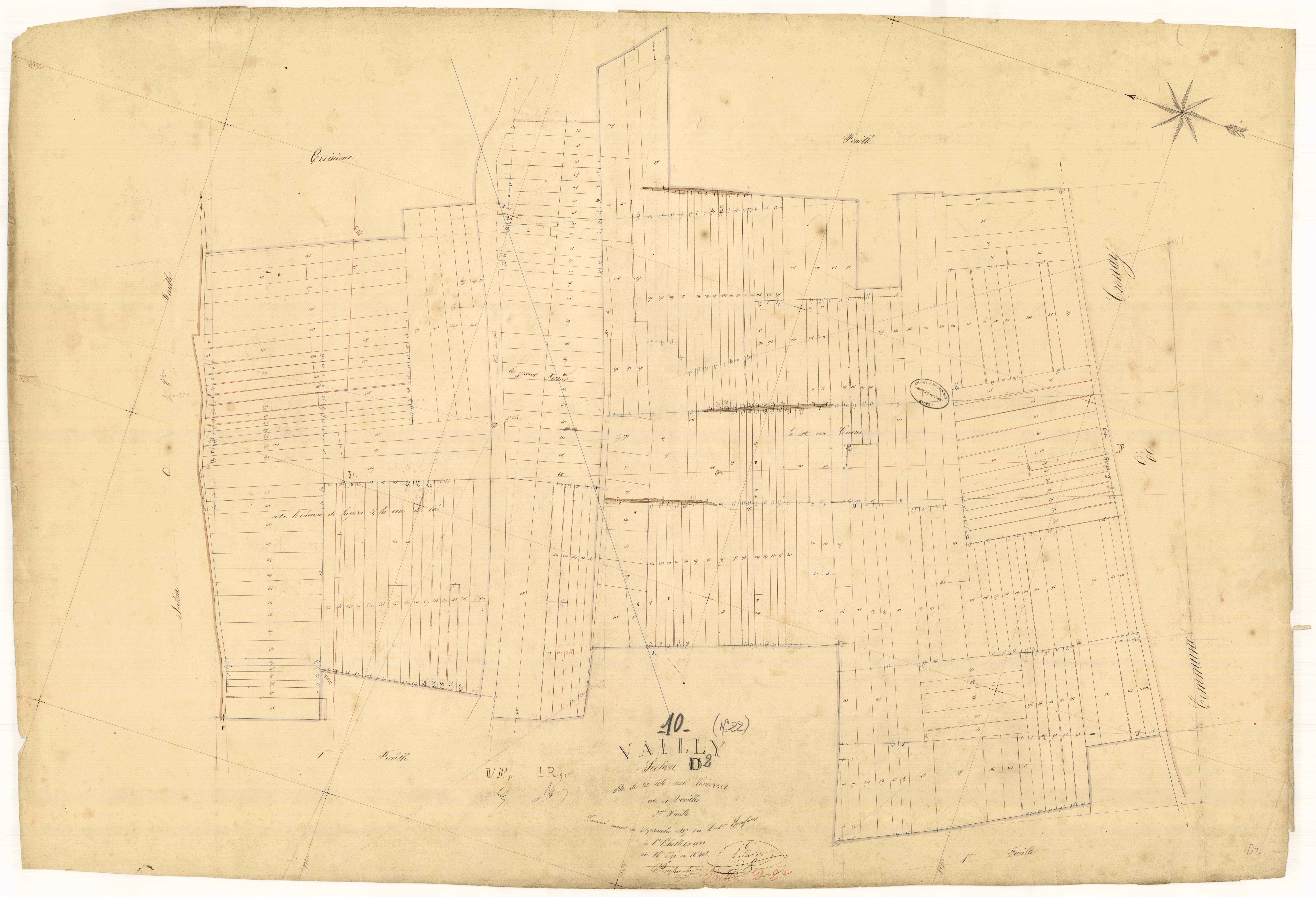 Vailly, section D dite de la côte aux genèvres, feuille n°2, parcelles n° 245-498
