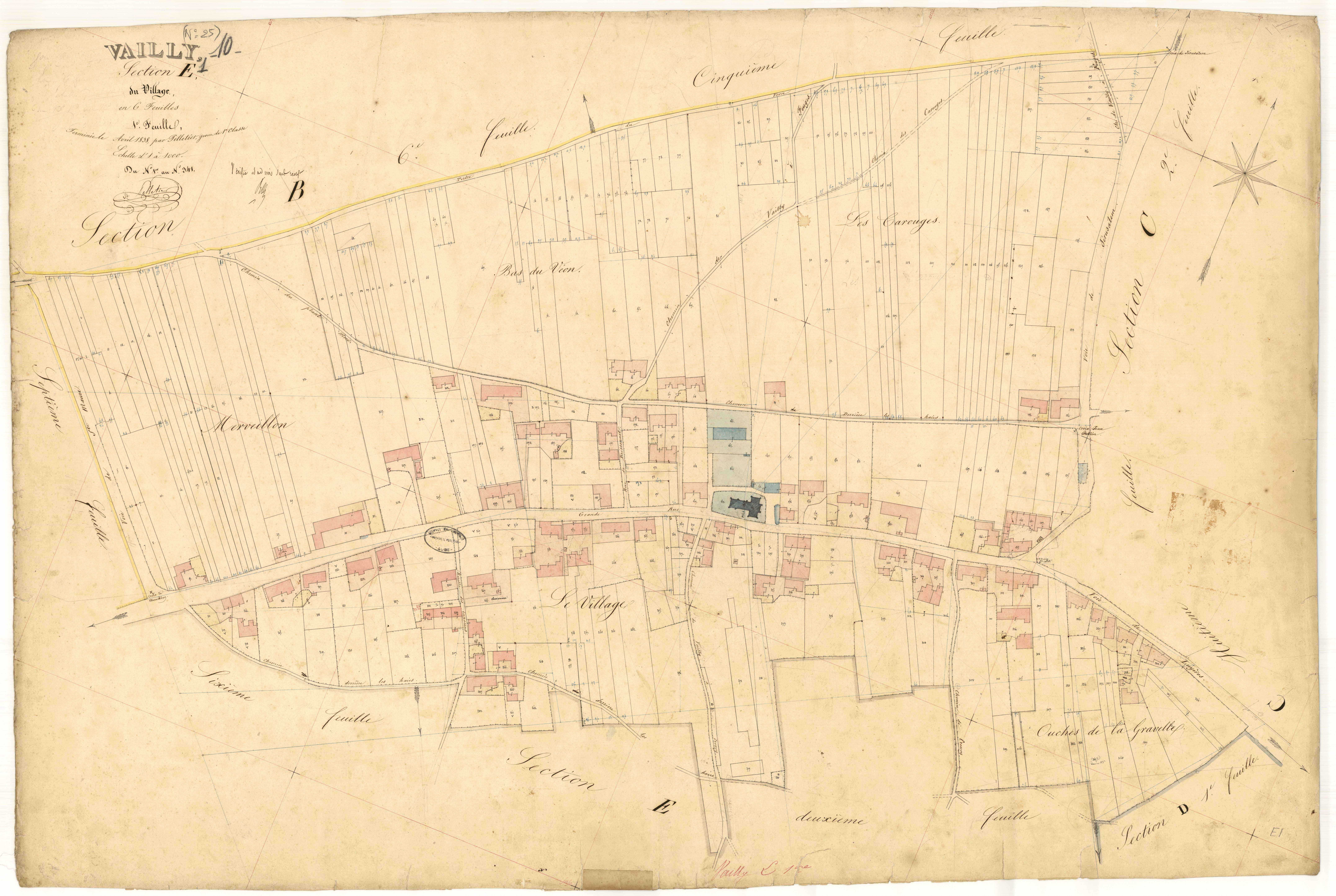 Vailly, section E dite du village, feuille n° 1, parcelles n° 1-341