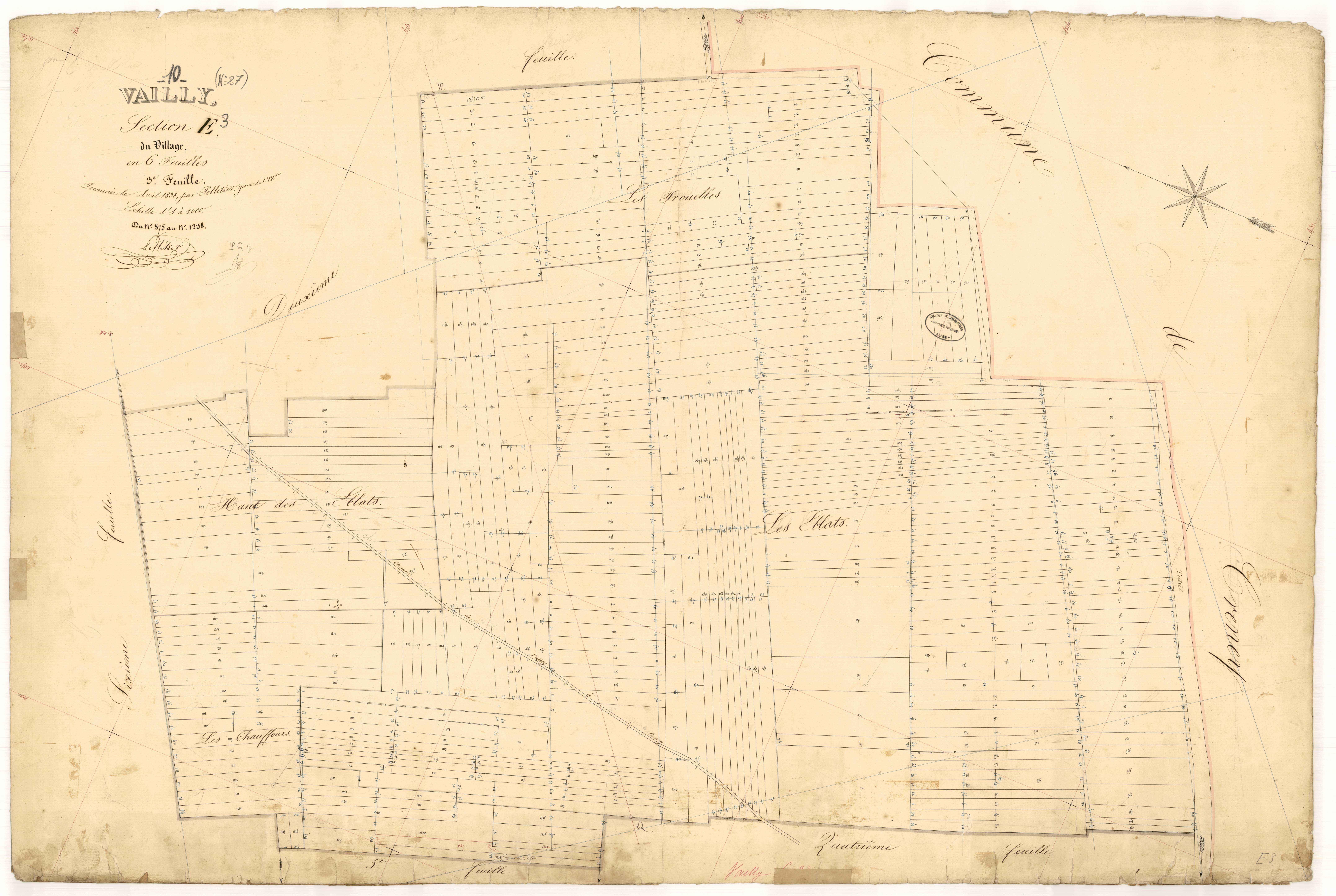 Vailly, section E dite du village, feuille n° 3, parcelles n° 875-1238