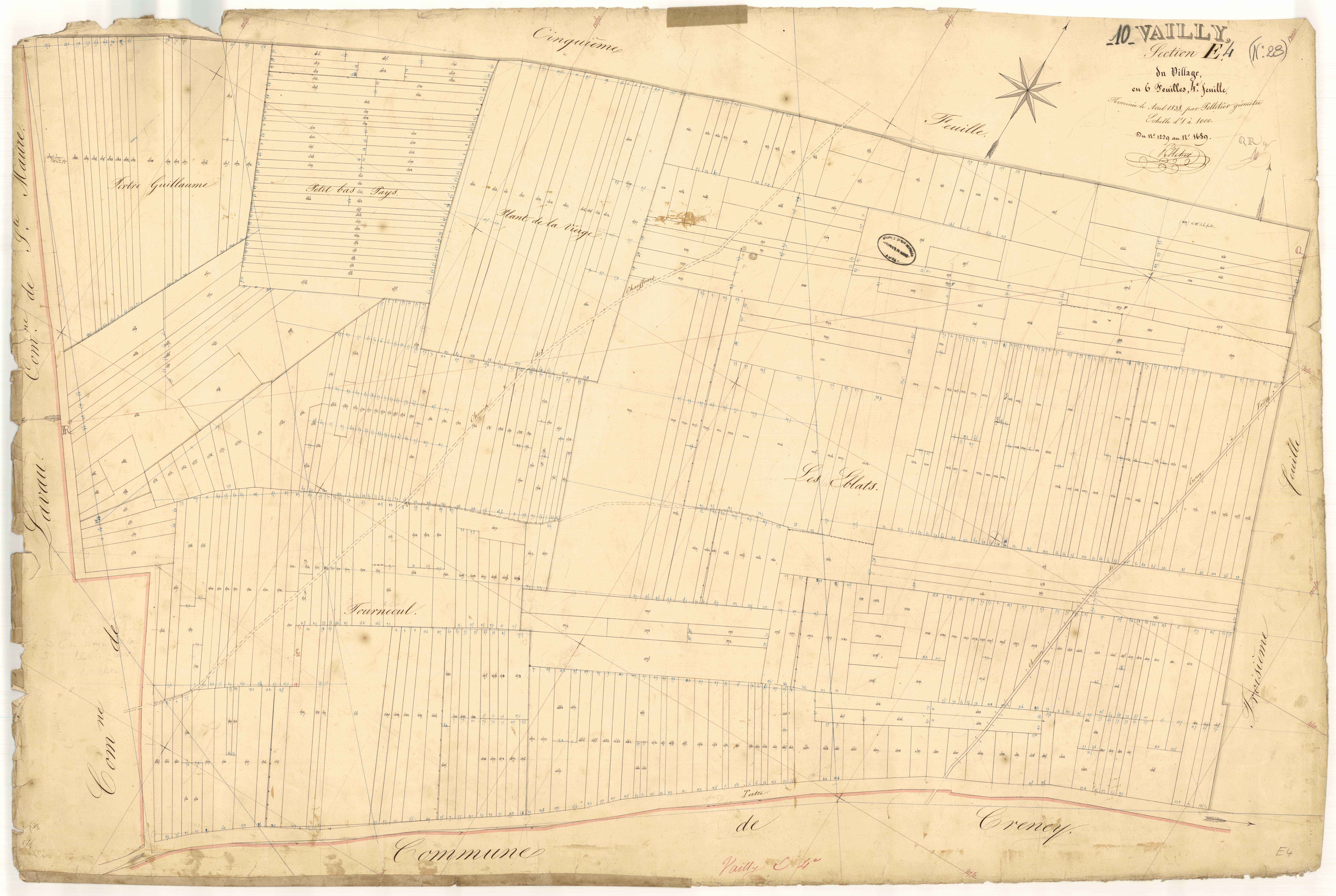 Vailly, section E dite du village, feuille n° 4, parcelles n° 1239-1689