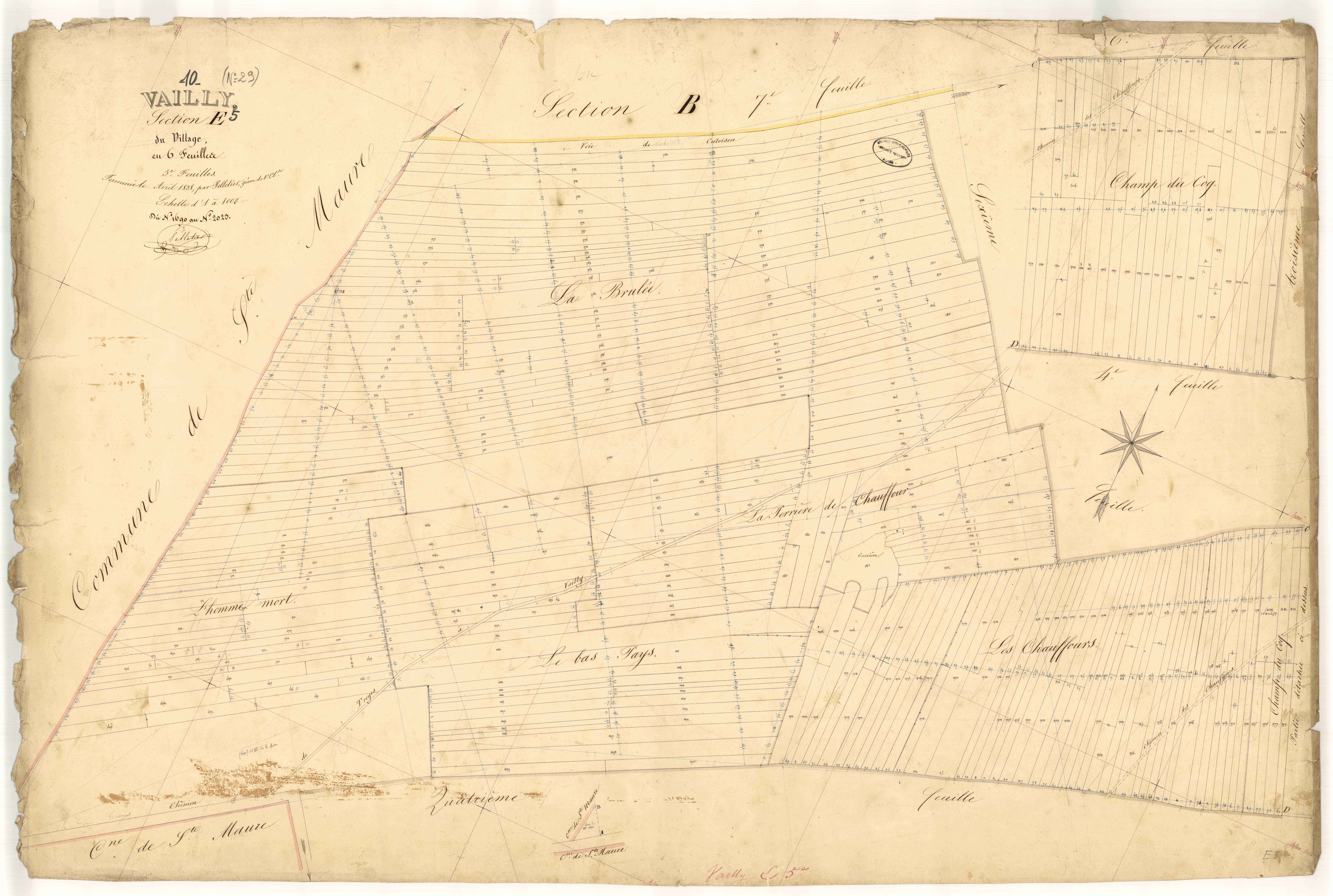 Vailly, section E dite du village, feuille n° 5, parcelles n° 1690-2023