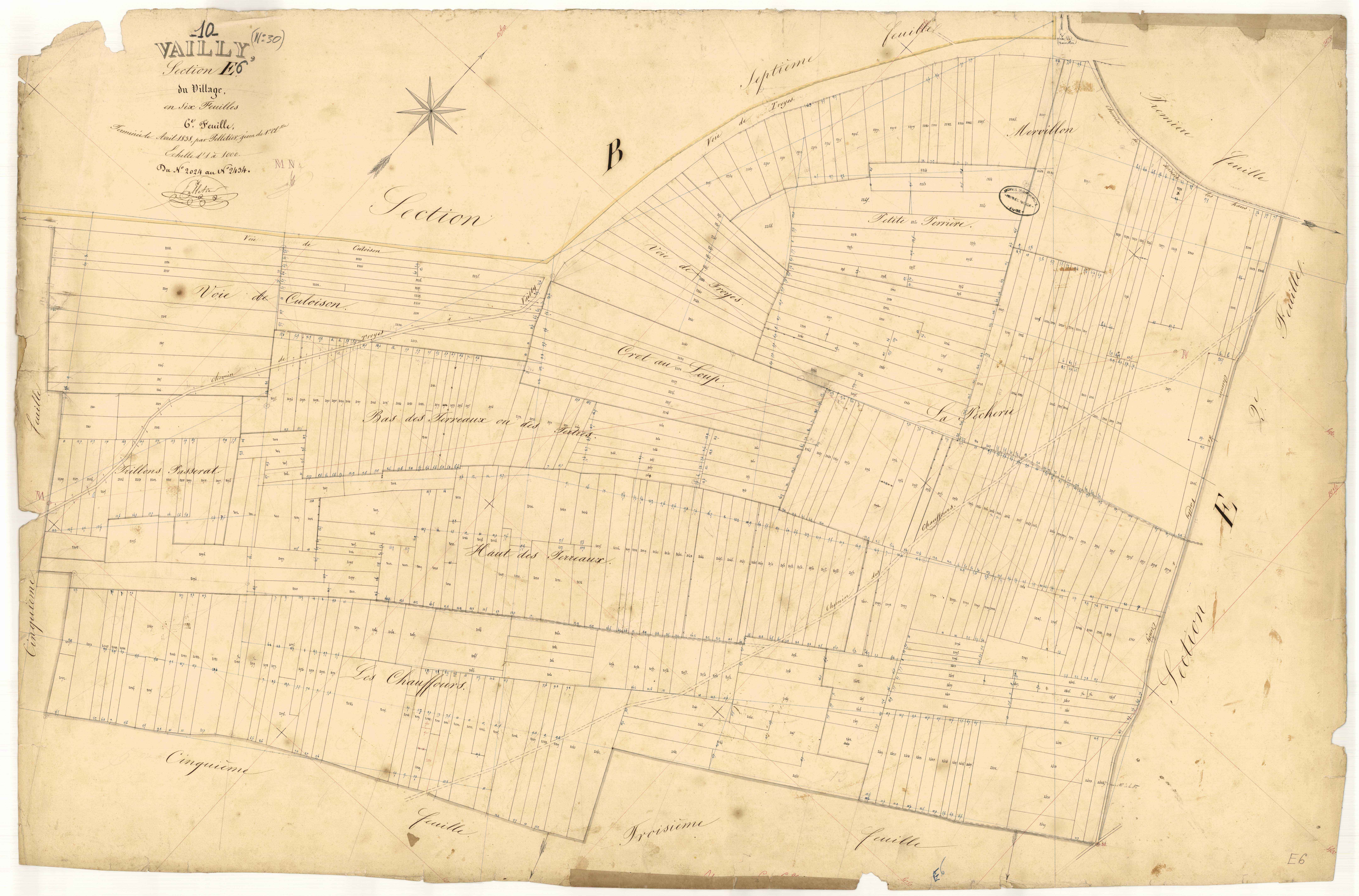 Vailly, section E dite du village, feuille n° 6, parcelles n° 2024-2434
