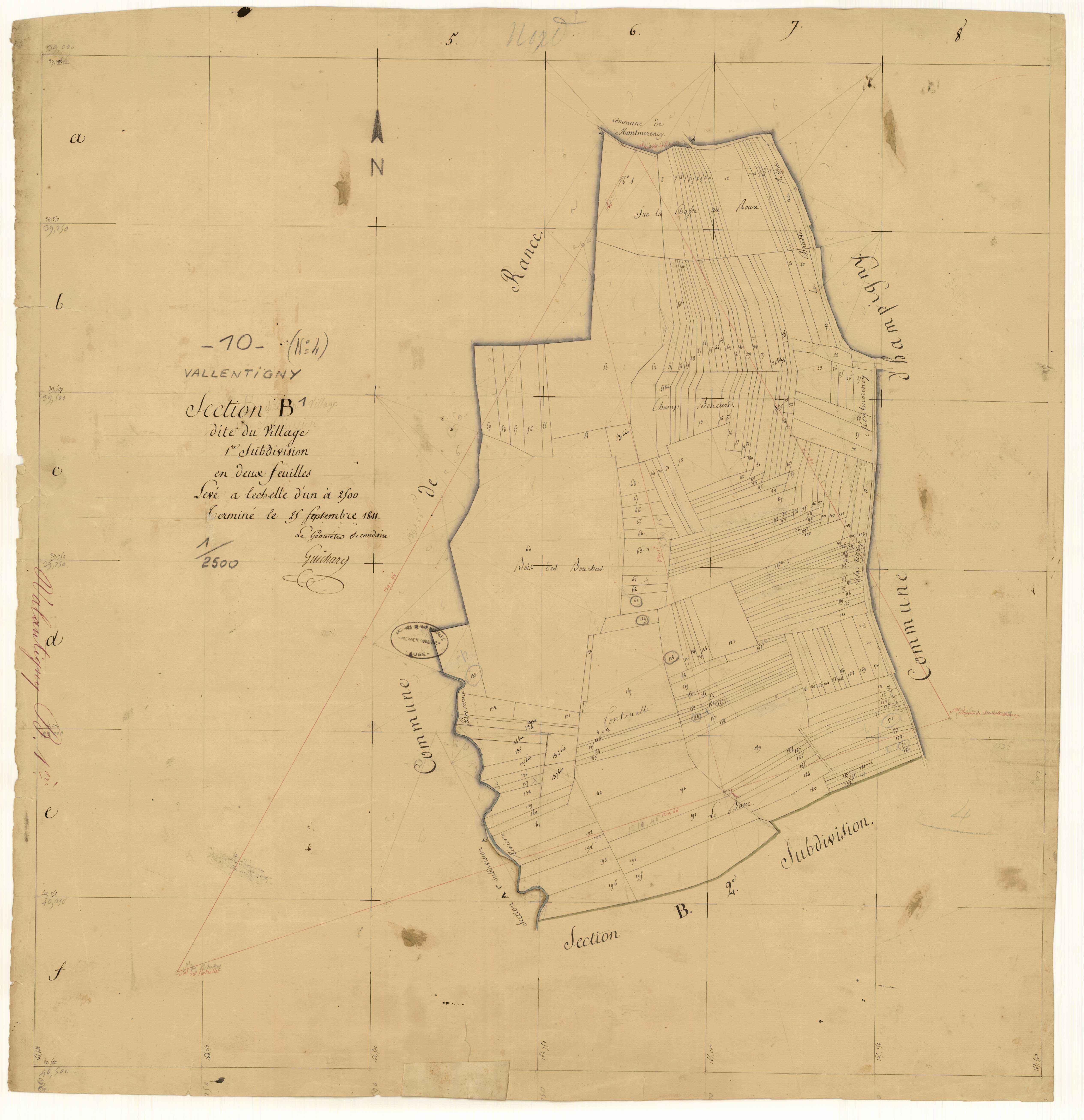 Vallentigny, section B dite du village, feuille n° 1